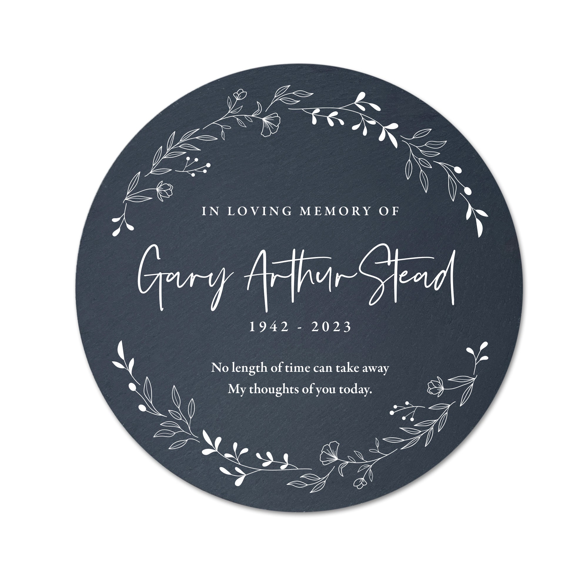 Personalized Memorial Wreath Slate - Circular Grave Marker Headstone for Loved Ones - Perfect for Cemetery, Burial Sites & Remembrance Gardens