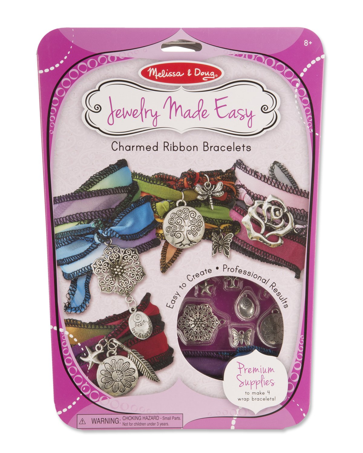 Melissa & Doug Jewelry Made Easy Charmed Ribbon Bracelets Kit - DIY Friendship Bracelet Making Set for Girls Ages 6+ - Perfect for Birthday Gifts, Party Favors & Creative Play
