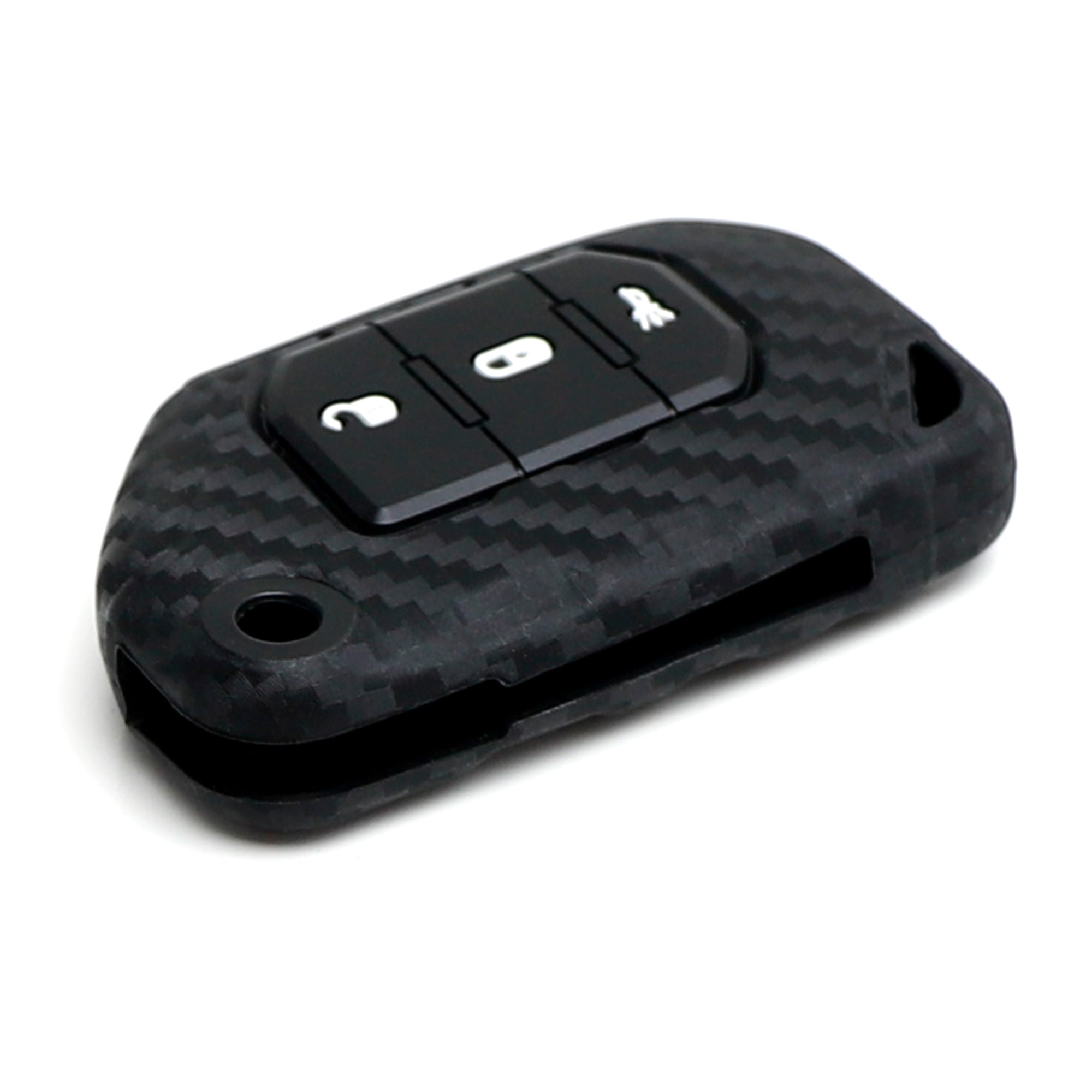 Premium Carbon Fiber Silicone Key Fob Cover for Jeep Wrangler JL & Gladiator JT (2018-2023 Models) - Durable Protection & Stylish Upgrade for Off-Road Adventures