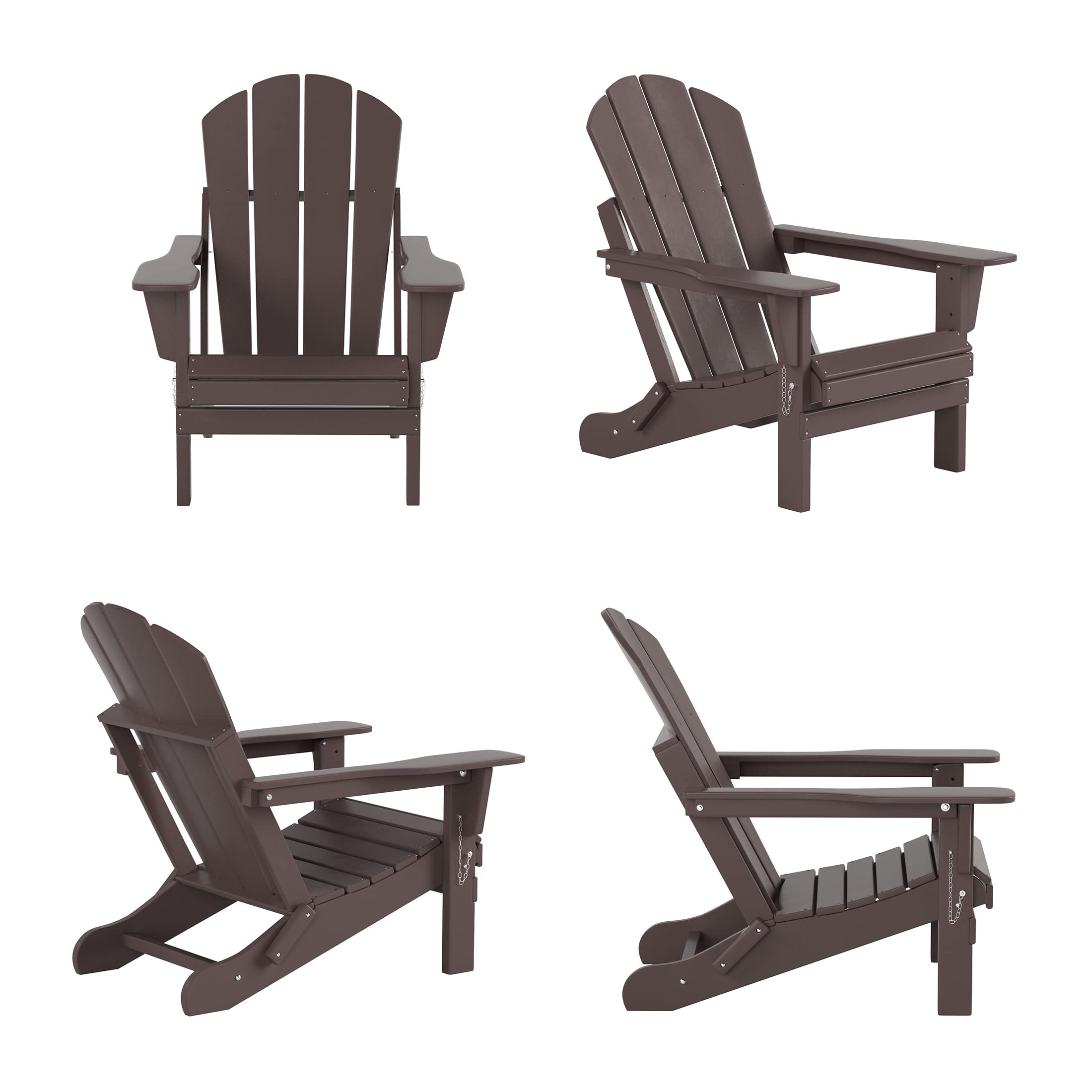 WestinTrends Malibu 2-Piece Outdoor Lounge Chair Set with Ottoman - All-Weather Poly Lumber Adirondack Patio Chairs for Poolside, Garden, Backyard & Beach Relaxation - Foldable Dark Brown Lawn Furniture for Ultimate Comfort