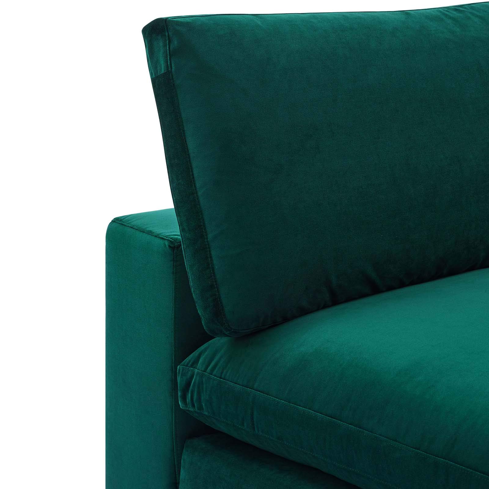 Modway Commix Down-Filled Overstuffed Performance Velvet Sectional Sofa Armless Chair - Luxurious Comfort for Living Room, Lounge & Home Theater