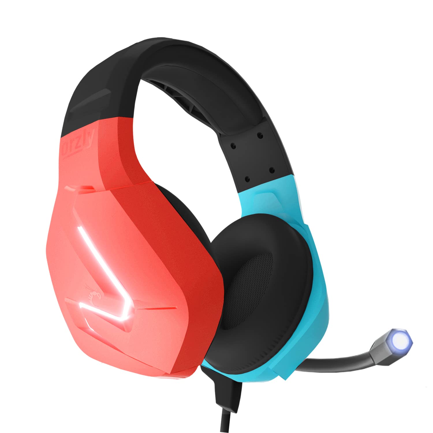 Orzly Hornet RXH-20 Tanami Edition Gaming Headset with Microphone - LED Light, Remote Control, Compatible with Nintendo Switch OLED & Lite (Joycon Color Match) - Perfect for Online Gaming, Streaming & Chatting
