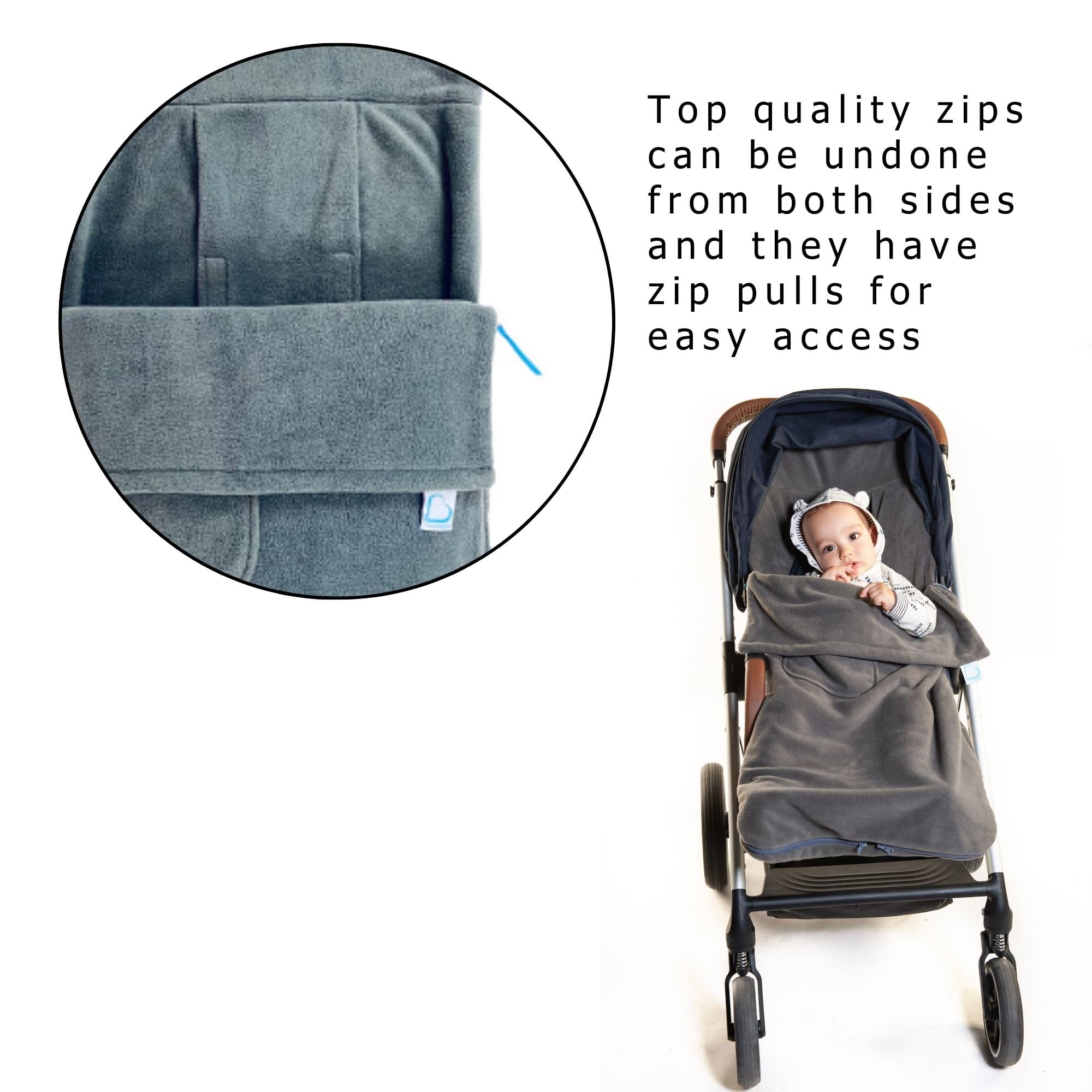 Buggysnuggle Universal Baby Stroller Footmuff - 2-in-1 Fleece Bunting Bag & Seat Liner for Infant Car Seat & Pushchair - Keep Baby Warm & Dry in Winter - Perfect for Strolls, Shopping & Outdoor Adventures
