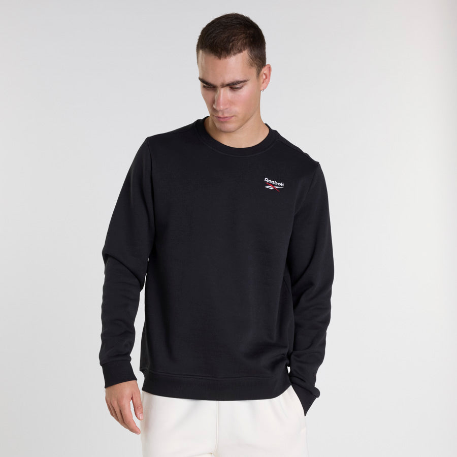 Ri Small Logo Fleece Crewneck Sweatshirt - Black, White, Vector Red | Cozy Casual Wear for Men & Women | Perfect for Lounge, Gym & Outdoor Activities
