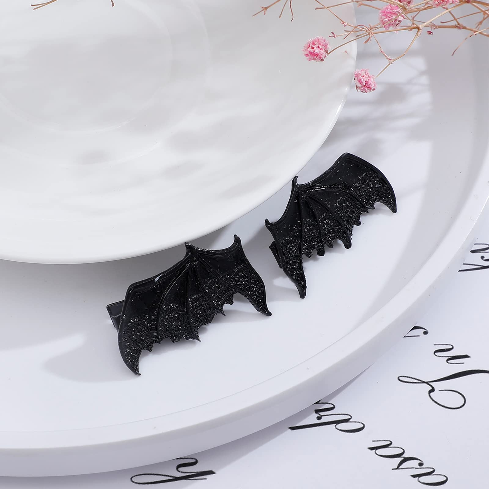 Hofar 2 PCS Halloween Bat Ears & Wings Hair Clips - Cute Cartoon Bat Hairpins for Cosplay, Costume Party, Devil Horns Accessories - Perfect for Halloween, Cosplay Events, and Themed Parties