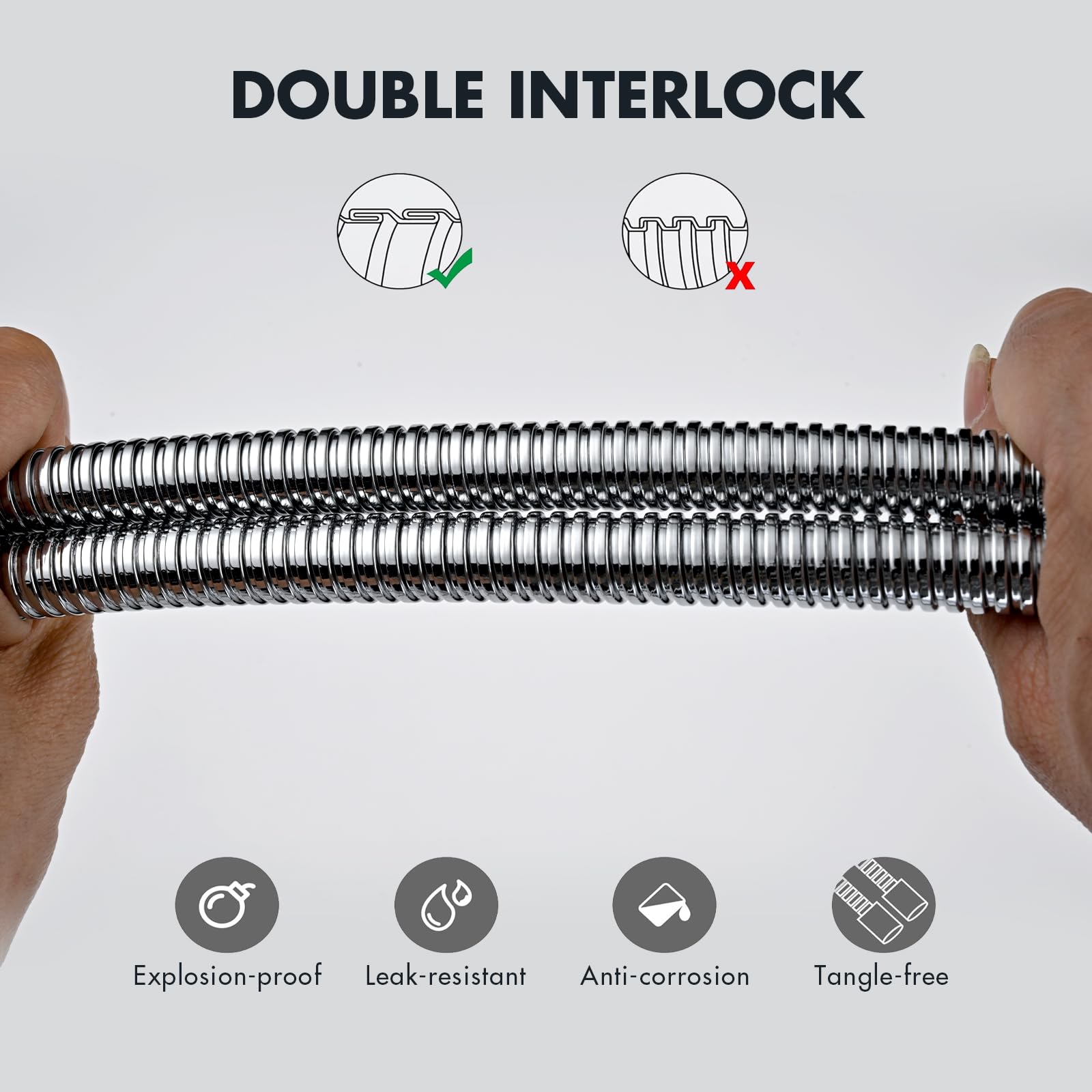Premium 118-Inch (3m) Stainless Steel Shower Hose - Extra Long Anti-Twist Handheld Shower Extension - Universal Replacement for All Shower Heads (Chrome Finish) - Perfect for Bathroom Renovations, RV Showers & Spa-Like Experience