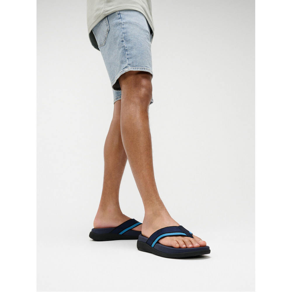 FitFlop Men's F-Mode Go Tonal Webbing Sandals - Comfortable Walking Shoes for Men, Navy Blue & Black | Perfect for Beach, Pool & Summer Outdoor Activities