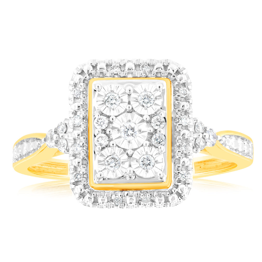 9ct Yellow Gold 1/6 Carat Diamond Ring for Women - Elegant Solitaire Engagement & Wedding Band - Perfect for Proposals, Anniversaries & Special Occasions