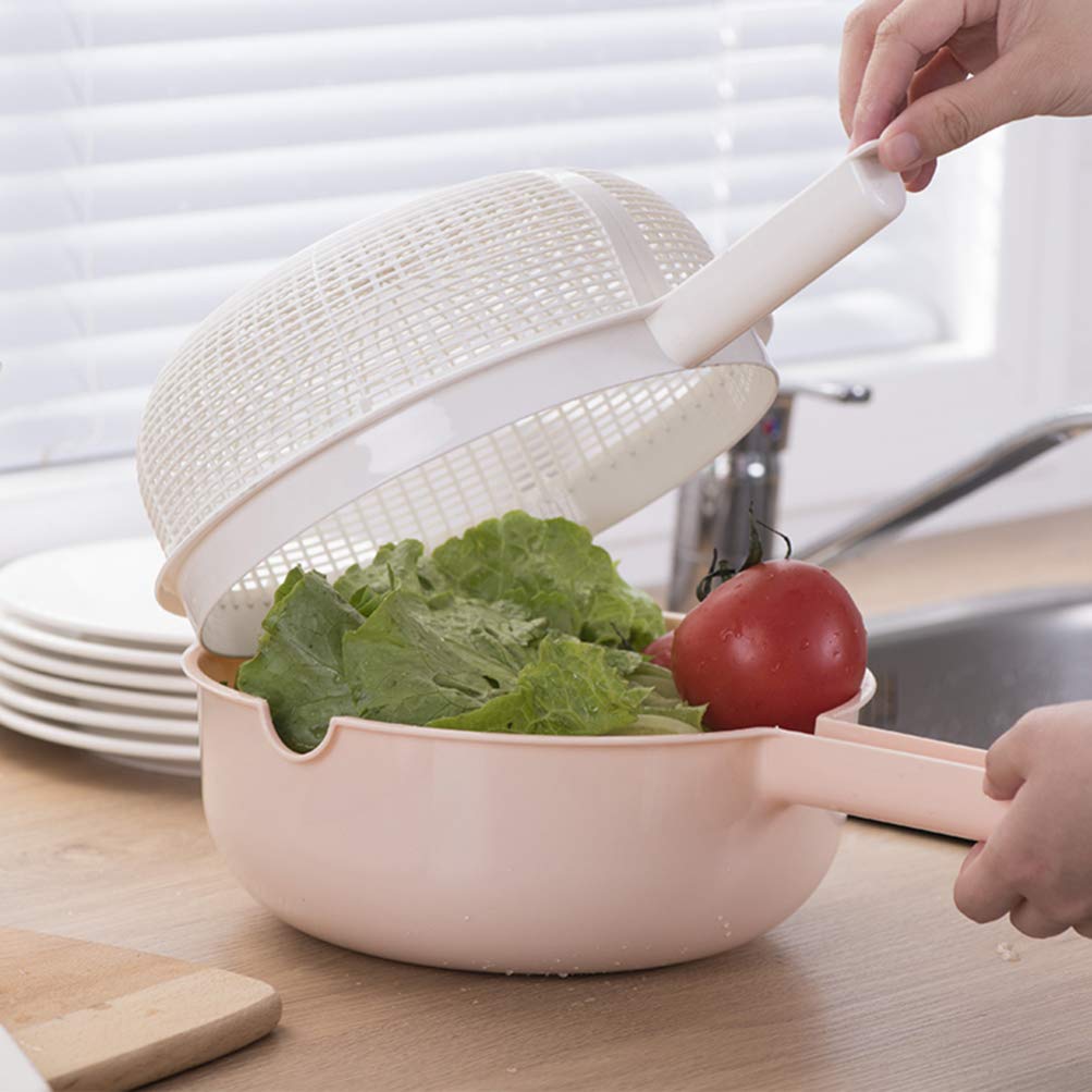 Cabilock 2-in-1 Detachable Kitchen Strainer and Colander Set - Double Layer Washing Bowl with Handle for Vegetables, Fruits, Salad Mixing (Ideal for Meal Prep, Kitchen Organization & Healthy Cooking)
