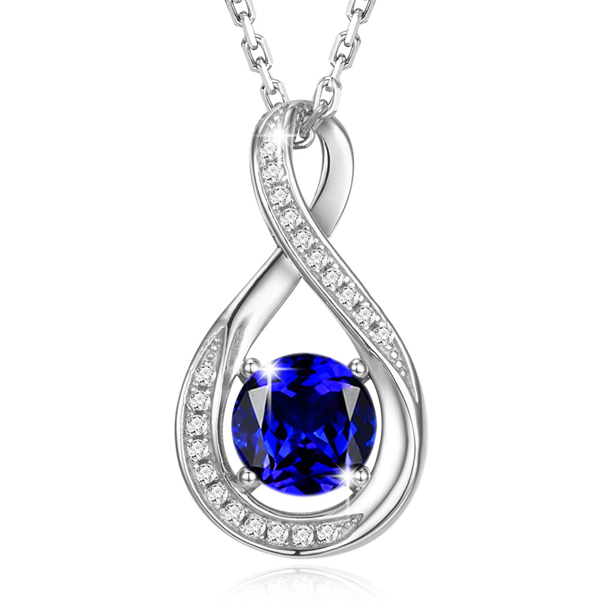 925 Sterling Silver Birthstone Necklace for Women - Infinity Pendant Necklace with Adjustable Chain | Personalized Birthday, Anniversary & Mother's Day Jewelry Gift for Her | Perfect for Everyday Wear, Special Occasions & Gift Giving