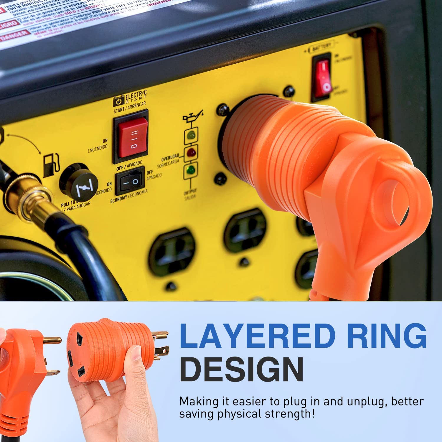 30 Amp Male to 30 Amp Female RV Power Adapter Cord - 4 Prong Twist Lock Connector for RV Camping, Outdoor Power Supply & Generator Hookup
