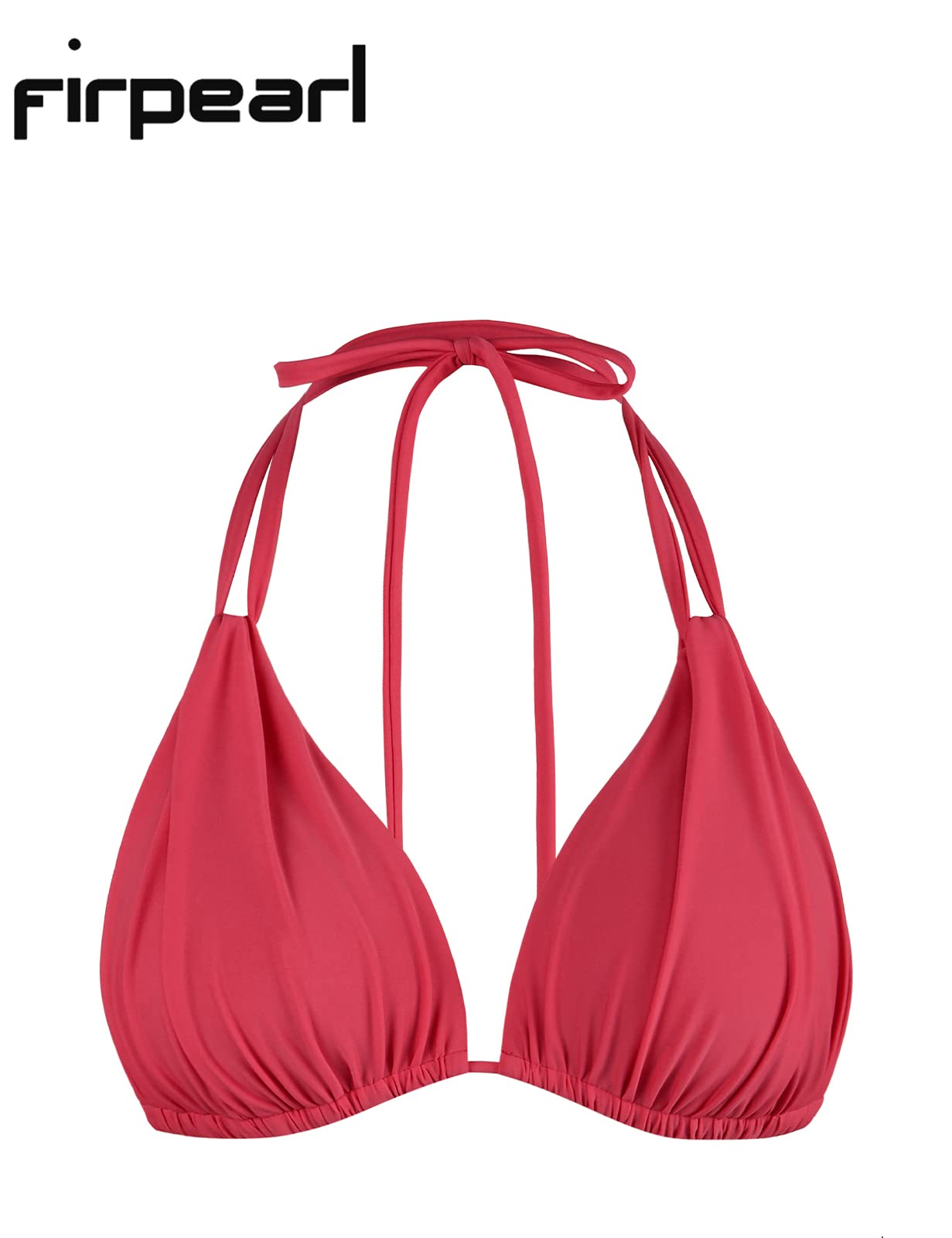 Firpearl Women's Push Up Triangle Bikini Top - Adjustable Halter Swimsuit with Ruching for Beach, Pool & Summer Vacation
