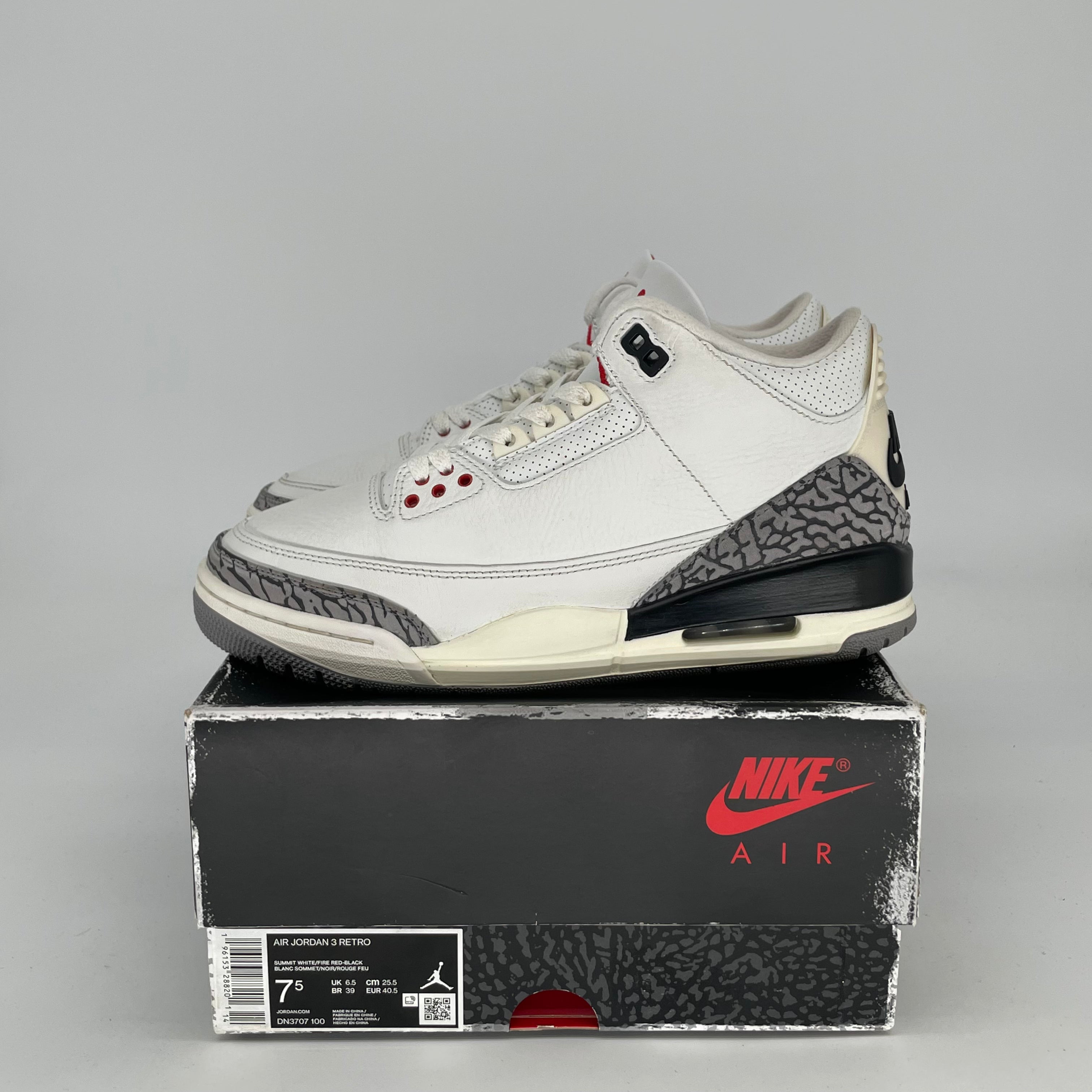 AIR JORDAN 3 White Cement Reimagined Retro Sneakers - Men's Size 7.5/Women's Size 9 (DN3707-100) - Authentic Basketball Shoes for Streetwear & Casual Outfits