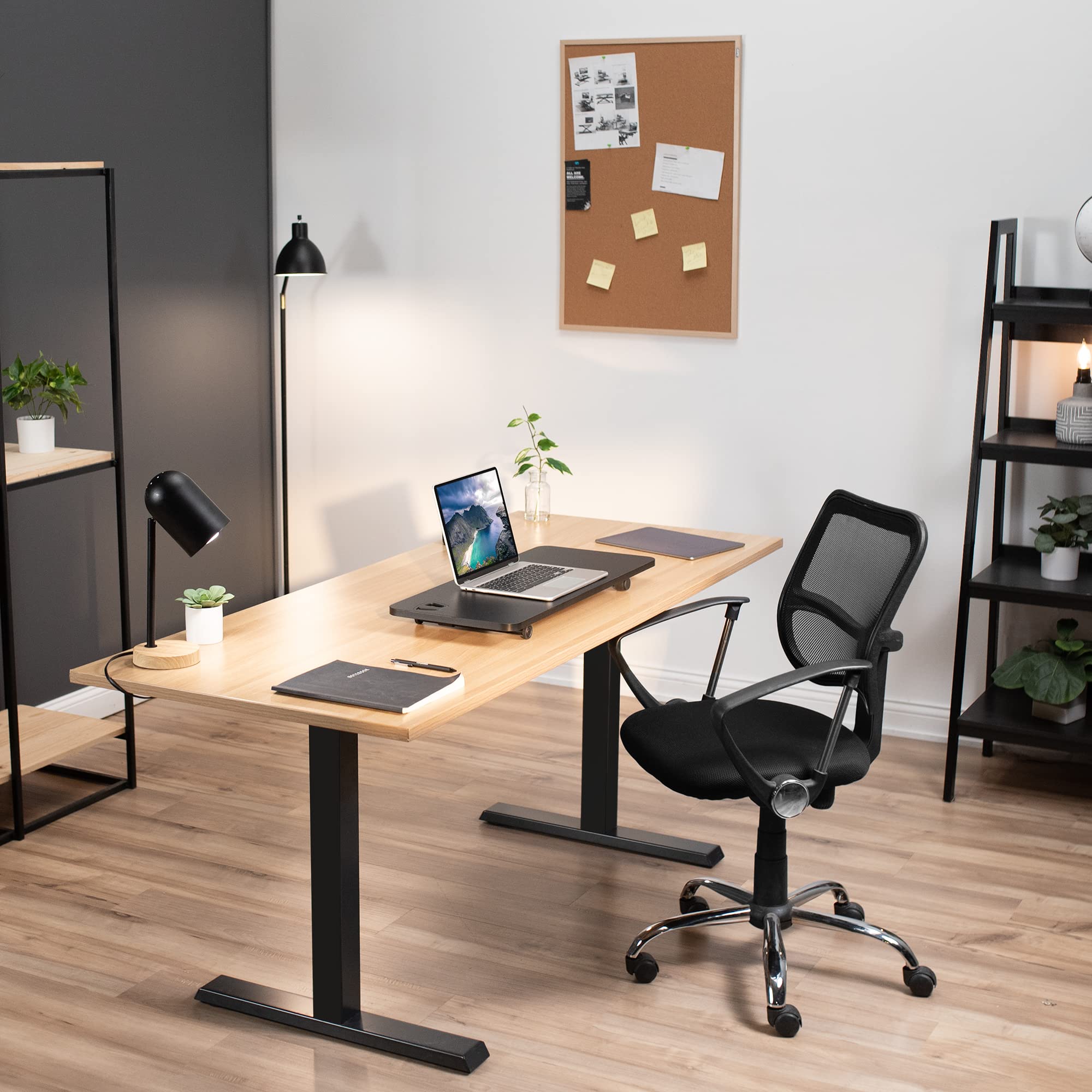 VIVO Black Small Single Top 28 inch Standing Desk Converter | Adjustable Height Scissor Lift Monitor Riser | Sit to Stand Workstation for Home Office, Gaming & Study | DESK-V011F