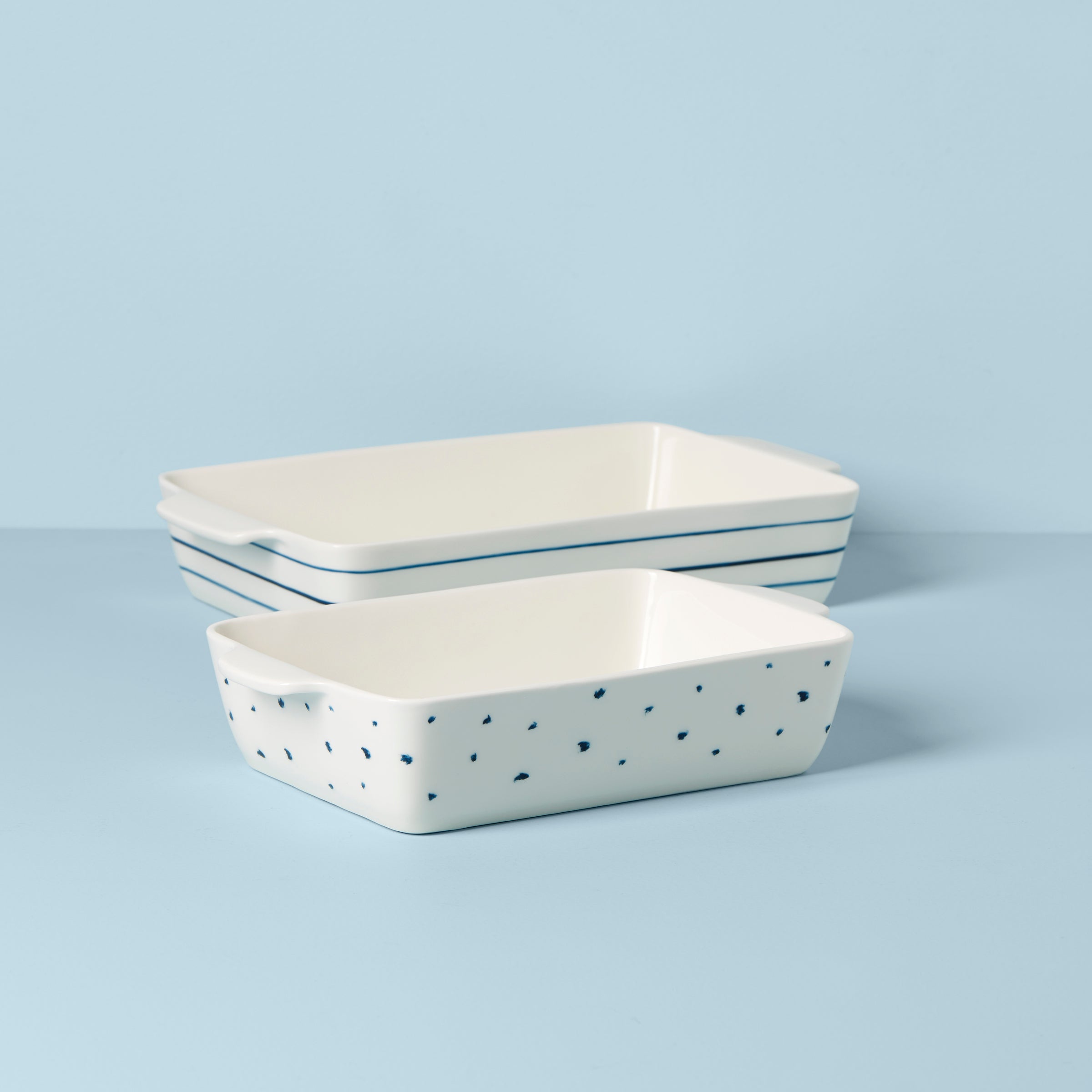 Blue Bay 2-Piece Rectangular Baking Dish Set - Oven Safe Ceramic Bakeware for Casseroles, Lasagna & Desserts - Perfect for Family Dinners & Holiday Cooking