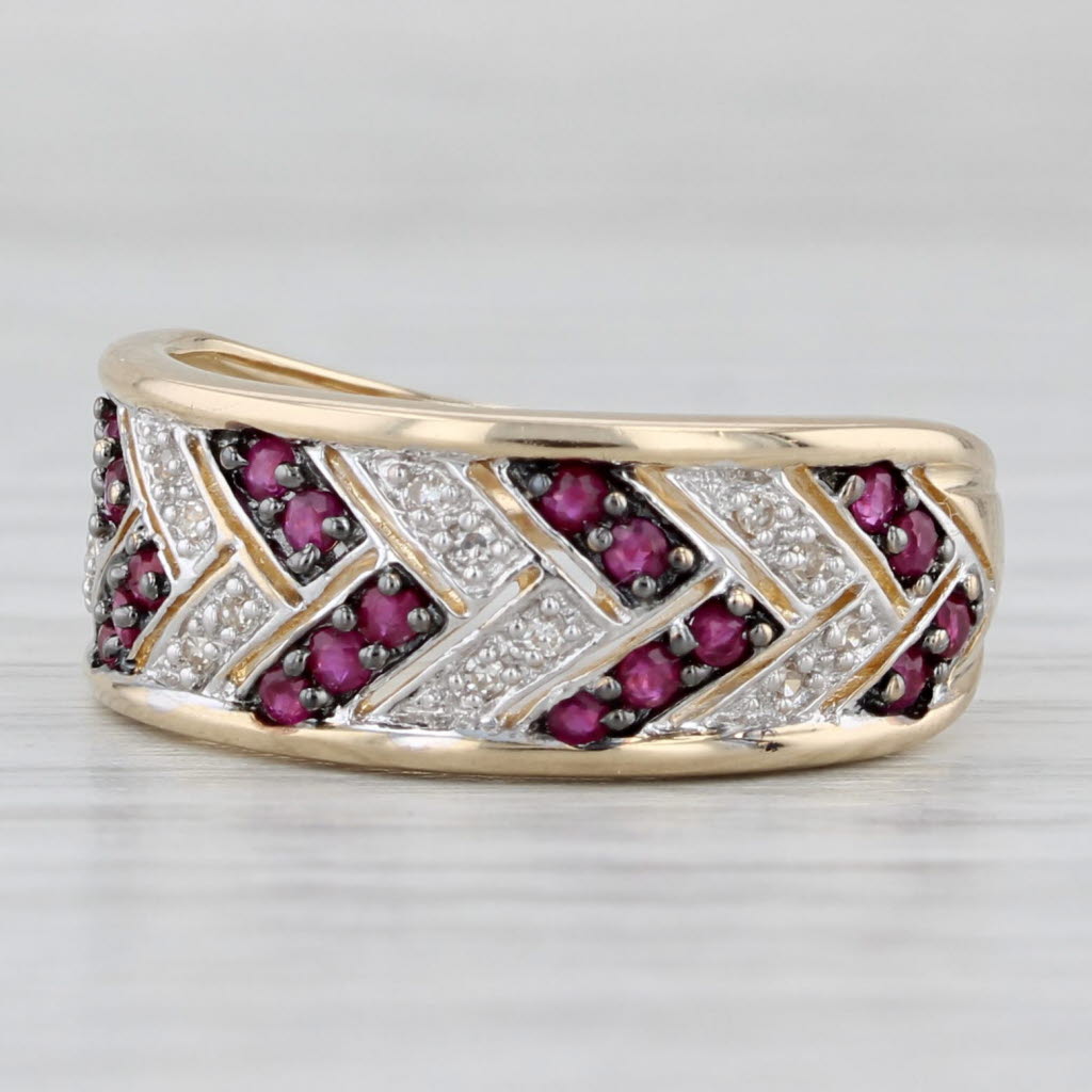 0.18ctw Ruby and Diamond Ring in 14k Yellow Gold - Size 7 | Elegant Engagement, Anniversary Gift for Women | Perfect for Weddings, Date Nights & Special Occasions