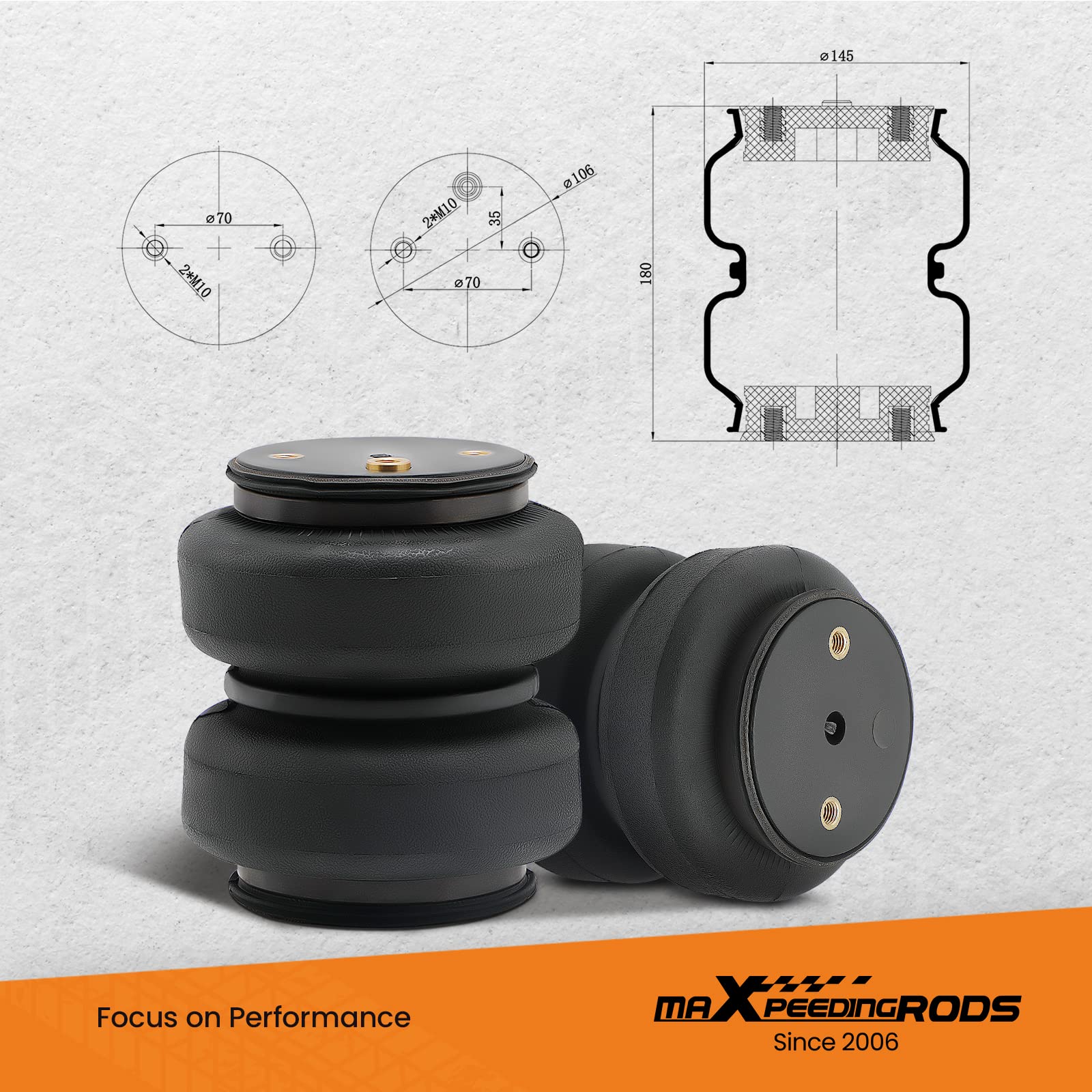 MaXpeedingrods Rear Air Suspension Bag Kit 5000lbs - Compatible with Chevrolet Silverado & GMC Sierra 2500HD/3500HD (2001-2010) | Heavy Duty Air Spring Replacement for Towing & Load Support