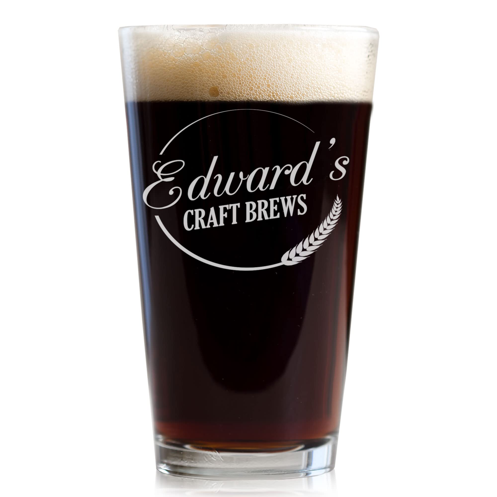 Personalized Craft Beer Pint Glass - Custom Engraved Home Brew Glass for Beer Lovers | Unique Gift for Home Brewers & Craft Beer Enthusiasts | Perfect for Housewarming, Birthday Gifts & Man Cave Decor