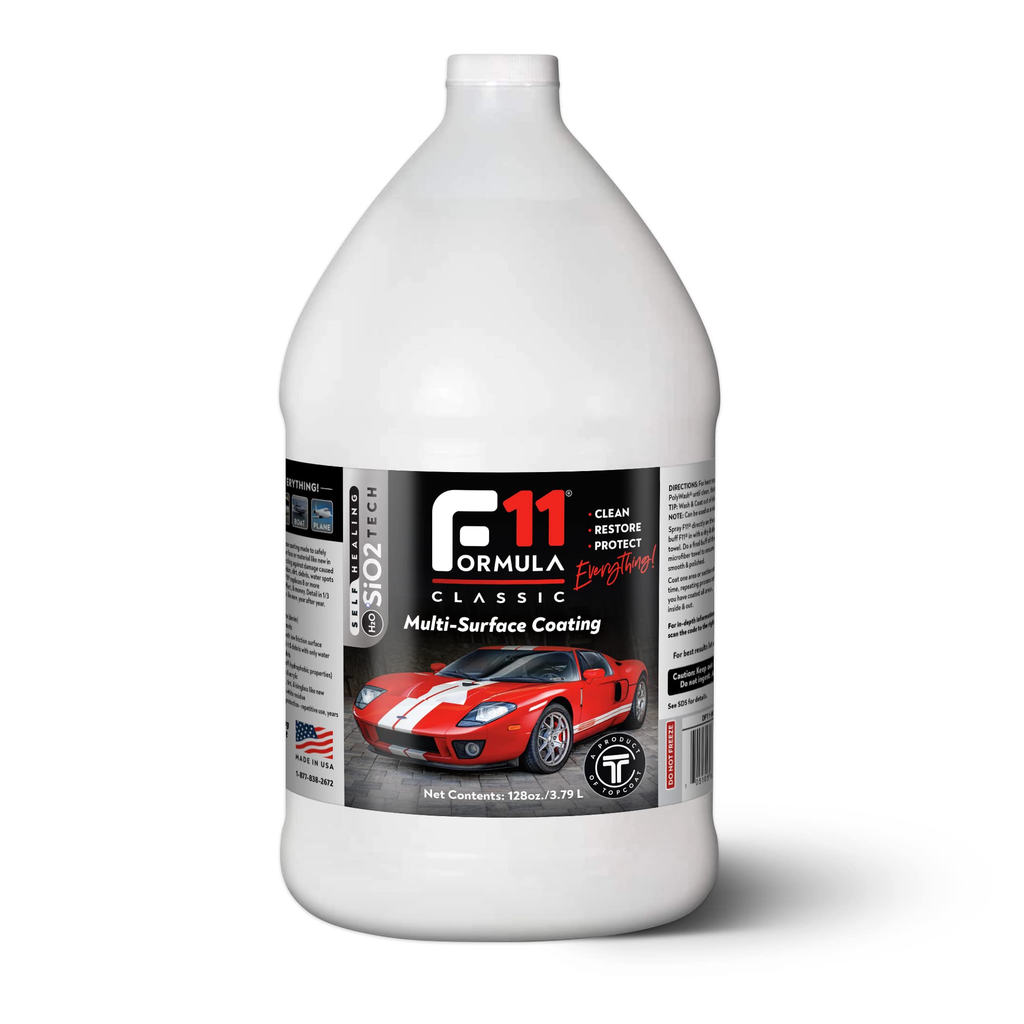 F11 TopCoat Polish & Sealer for Cars, Motorcycles, Boats & RVs - Water-Based Ceramic Coating Alternative - 1 Gallon Bottle - Protect & Shine Vehicles, Motorcycles & Marine Surfaces