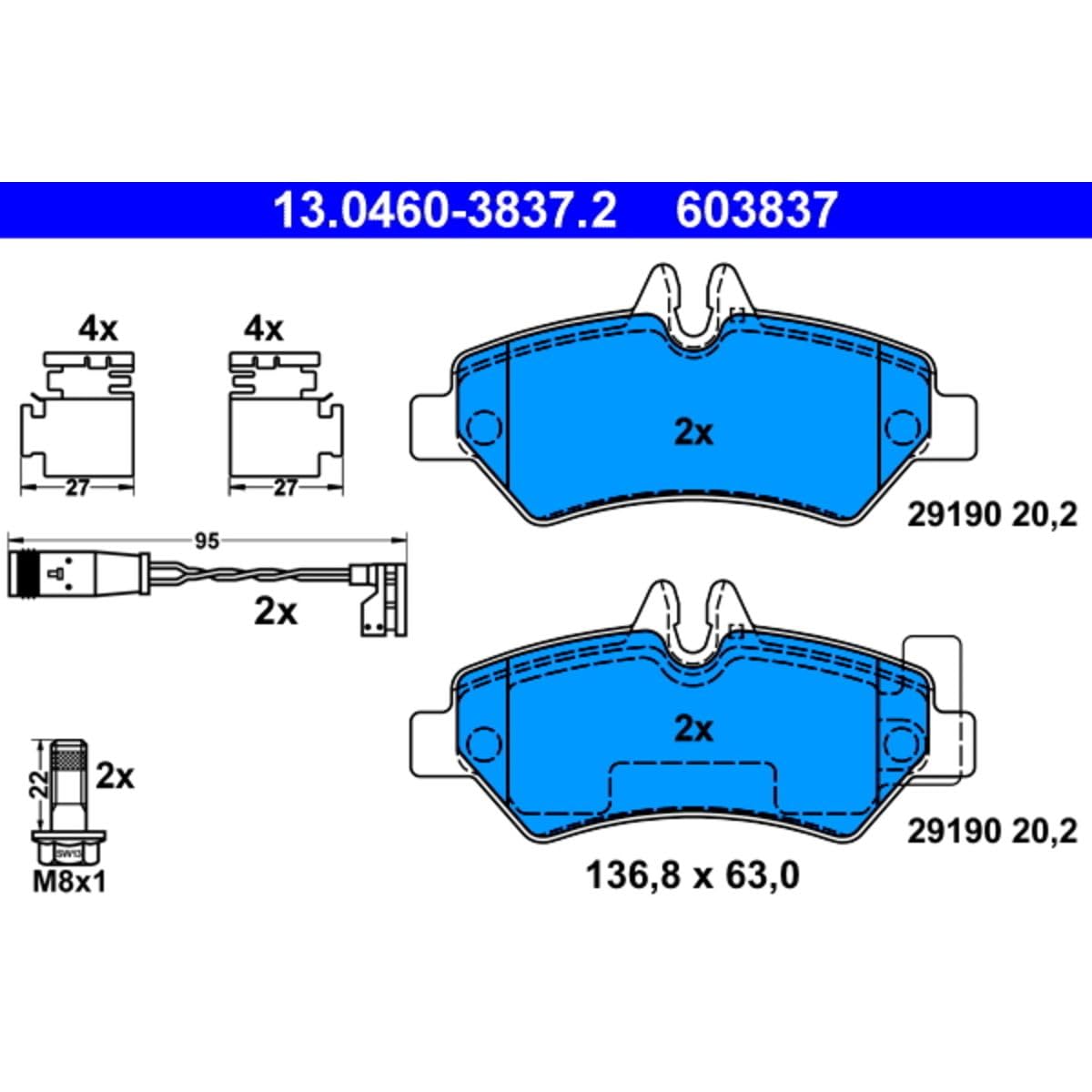 ATE 13-0460-3837-2-02 Brake Pads - Premium Disc Brake Pads for Smooth & Quiet Stopping | Perfect for Daily Commuting & City Driving