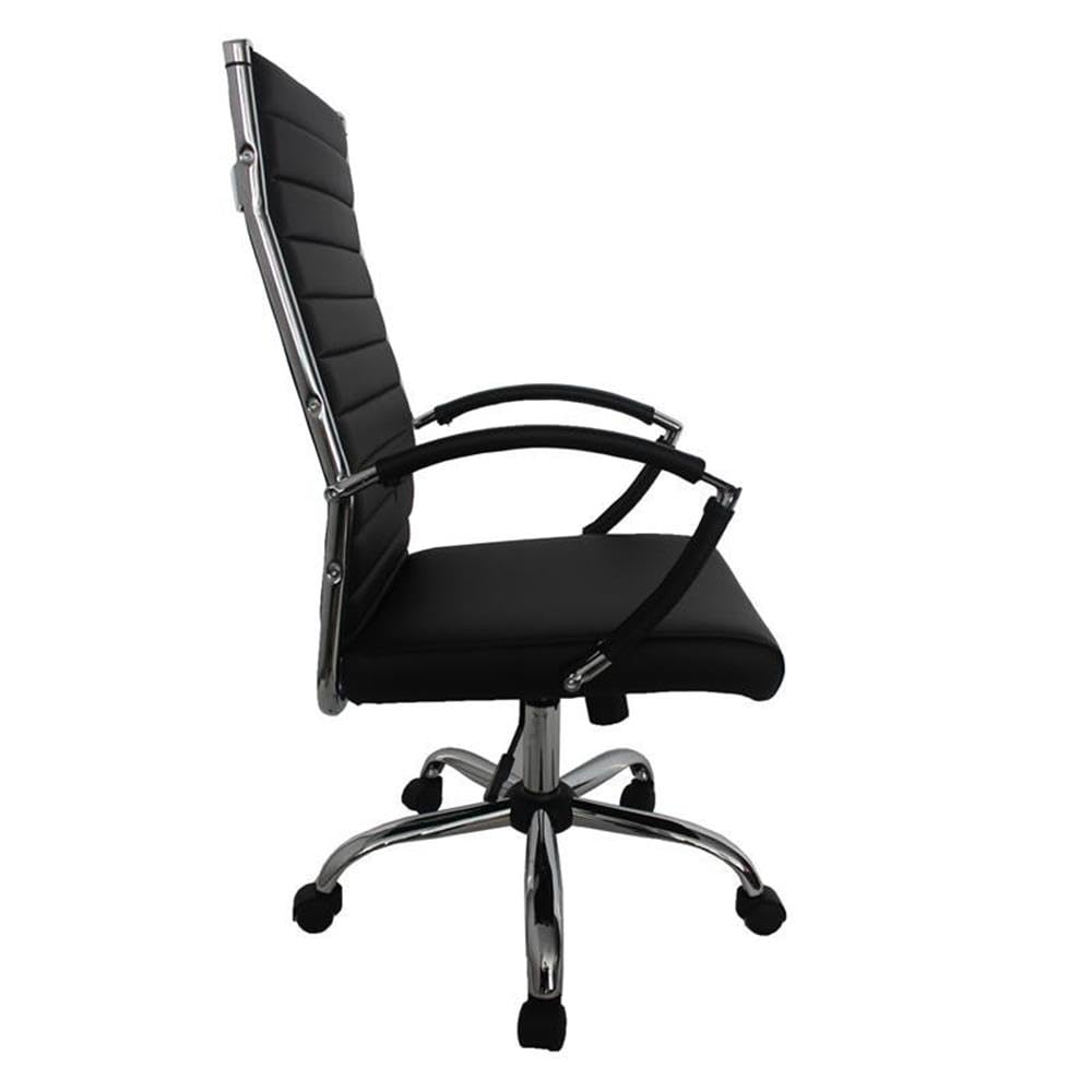 Furniture of America Damse Faux Leather Large Adjustable Office Chair in Black - Ergonomic Executive Desk Chair for Home Office, Gaming & Workstation