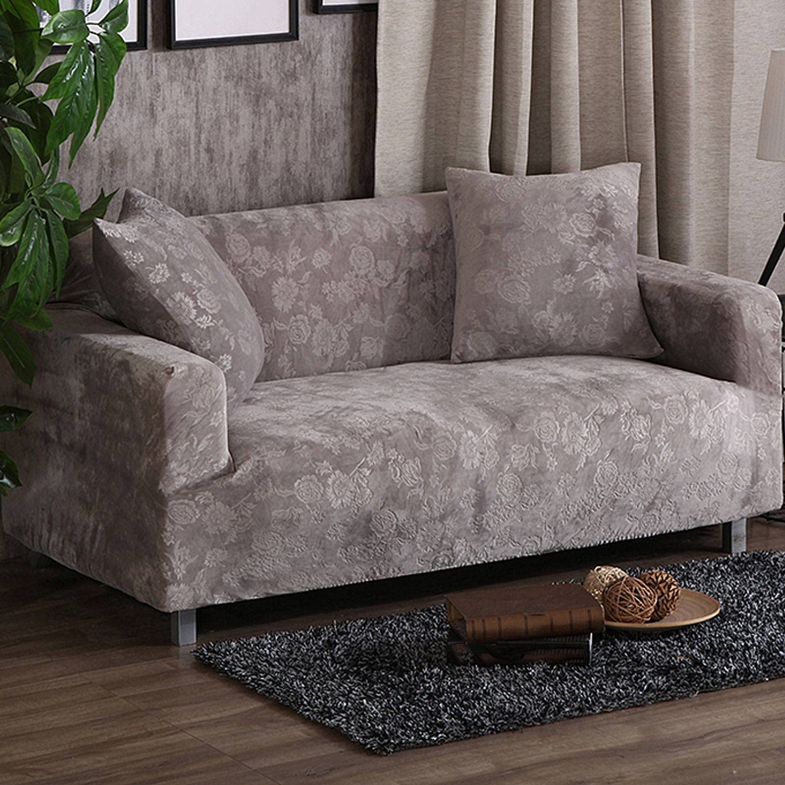 Velvet Sofa Slipcover - Stretch Jacquard Couch Cover, Super Soft Elastic Furniture Protector, Thickened Anti-Scratch Pet & Kid Friendly Sofa Cover - Perfect for Living Room, Family Room & Pet Owners