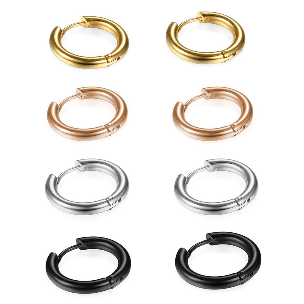 Hypoallergenic 316L Surgical Stainless Steel Huggie Hoop Earrings - 6mm 8mm 10mm 11mm 12mm 14mm Cartilage Helix Lobes Hinged Sleeper Earrings for Men & Women - Perfect for Daily Wear, Gifts & Sensitive Skin