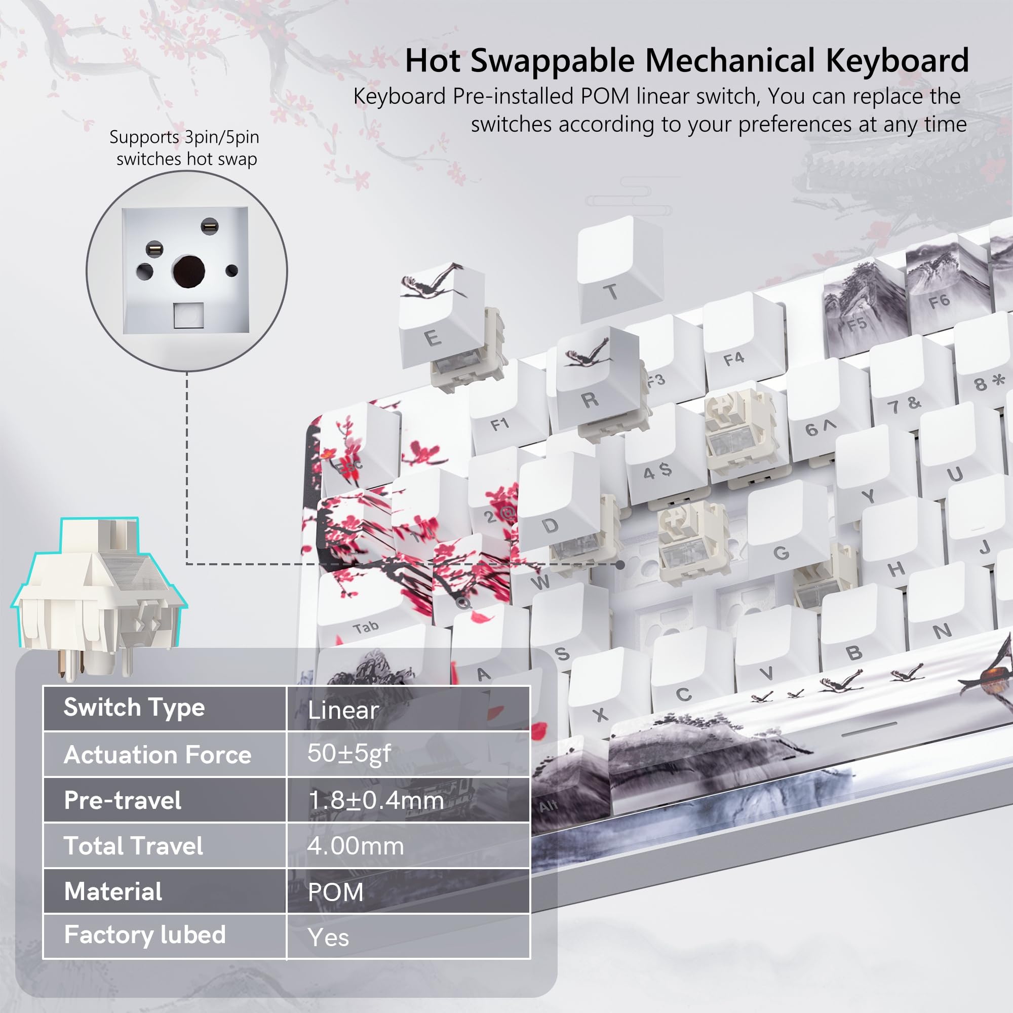 Womier SK80 PRO 75% Wireless Mechanical Keyboard - RGB, Hot Swappable for Gaming & Office Use