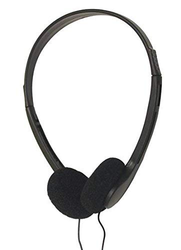 Avid Products AE-08 50 Pack Black Disposable On-Ear Headphones with 3.5mm Plug - Bulk Headphones for Schools, Gyms, Airlines & Events