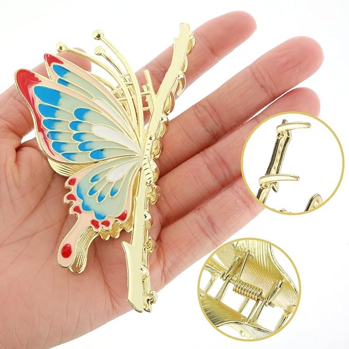 **Large Non-Slip Butterfly Hair Clips for Women – Sparkly Strong Metal Hair Claw Clips, Cute Jaw Clips for Thick Hair – Perfect for Ponytails, Buns & Everyday Styling**