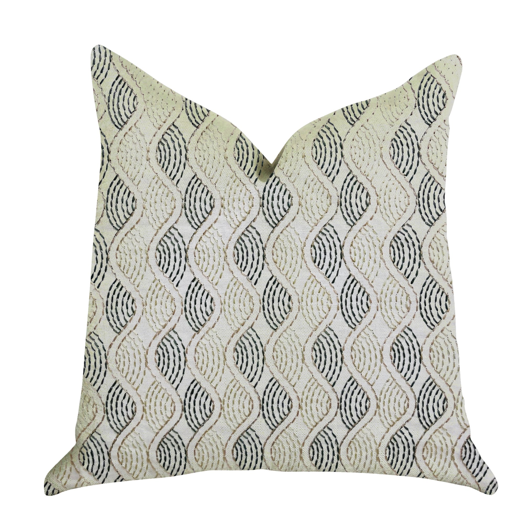 Plutus Brands Enigma Twist Double Sided Luxury Throw Pillow 22x22 Inches - Reversible Blue & Beige Decorative Cushion for Sofa, Bed, Living Room & Home Decor