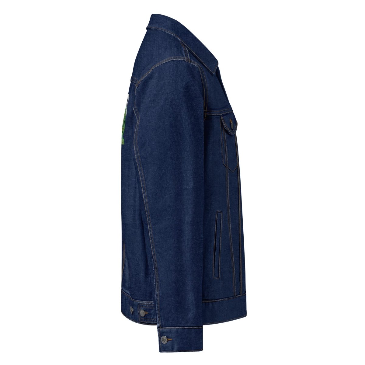 Galactic Sobriety Embroidered Denim Jacket for Men & Women - Vintage Distressed Denim Trucker Jacket with Unique Star Embroidery - Perfect for Casual Outfits, Music Festivals and Streetwear Fashion