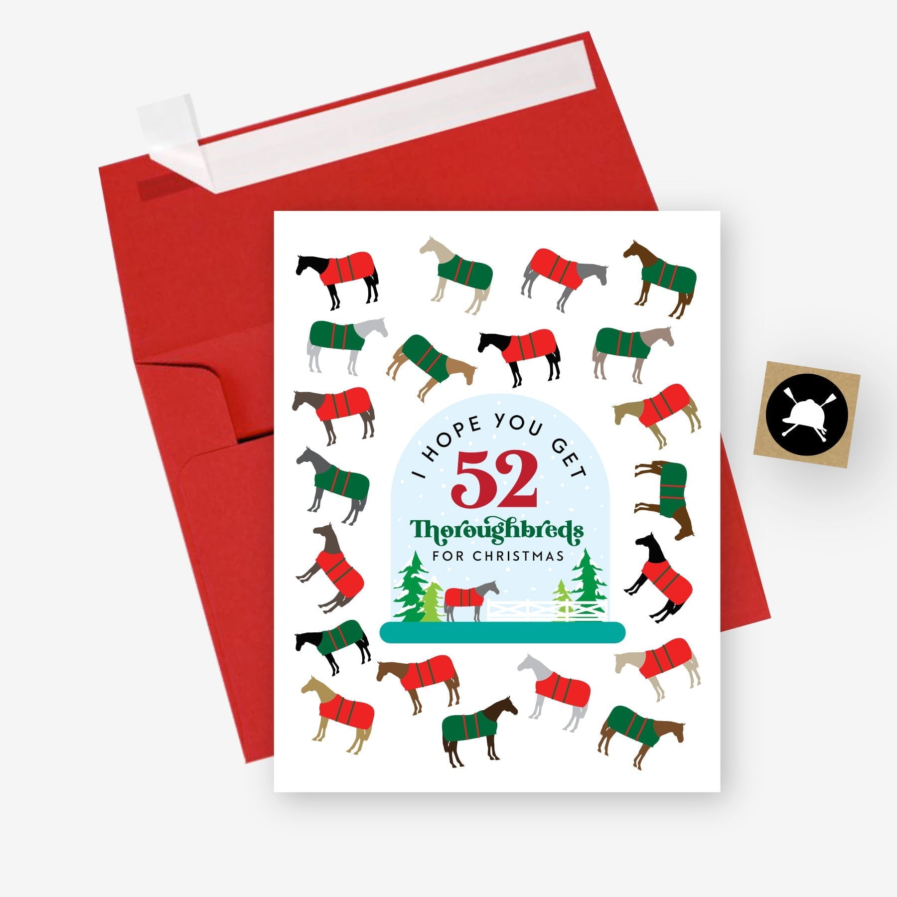 52 Thoroughbreds Holiday Greeting Cards - Bulk Pack for Christmas, Thanksgiving & New Year - Perfect for Parties, Gifts & Office Celebrations