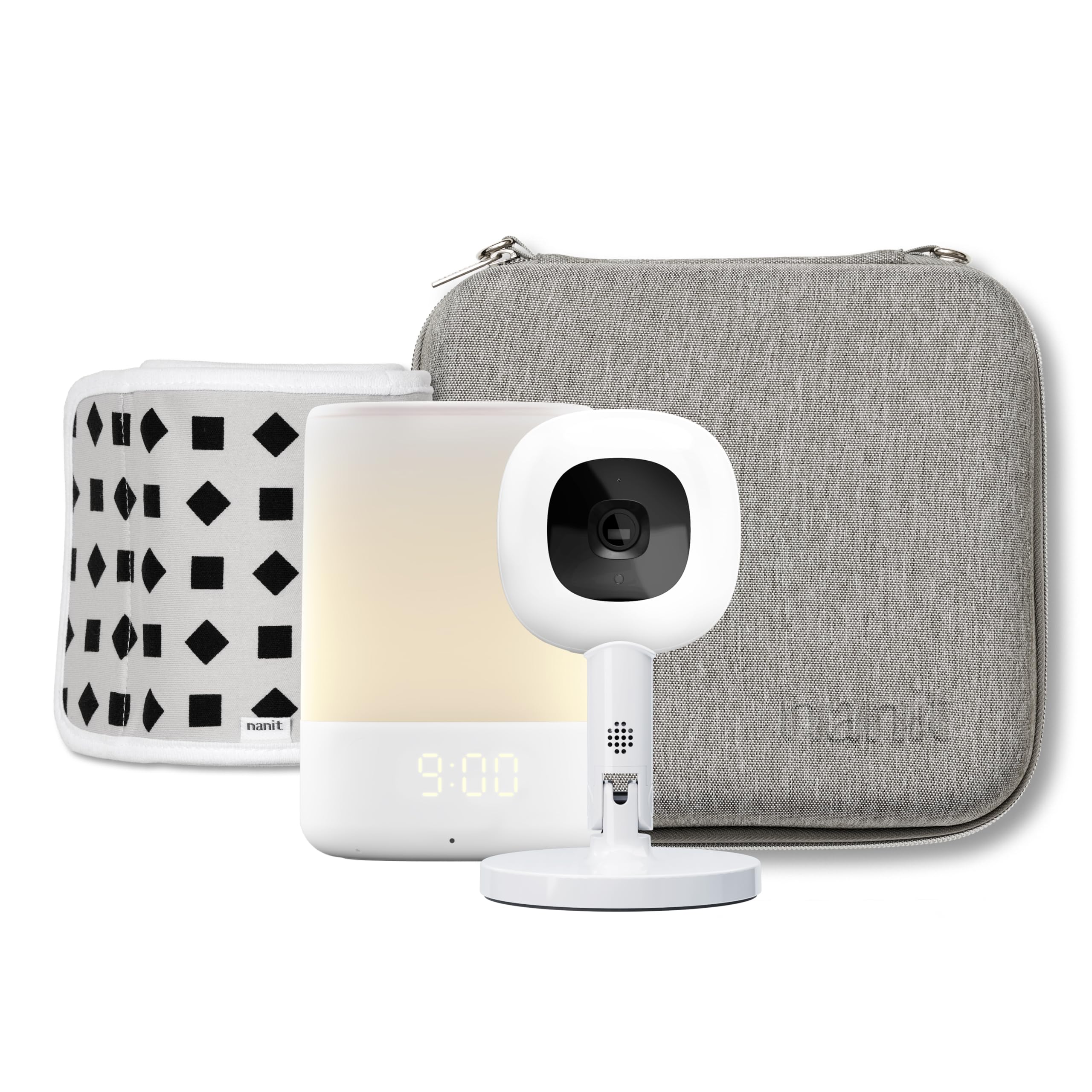 Nanit Pro Travel Baby Monitor with HD Camera, Portable Flex Stand, Sound & Light Audio Monitor, Night Light & Travel Case - Gray Oxford Edition | Perfect for Nursery, Travel & On-the-Go Parenting
