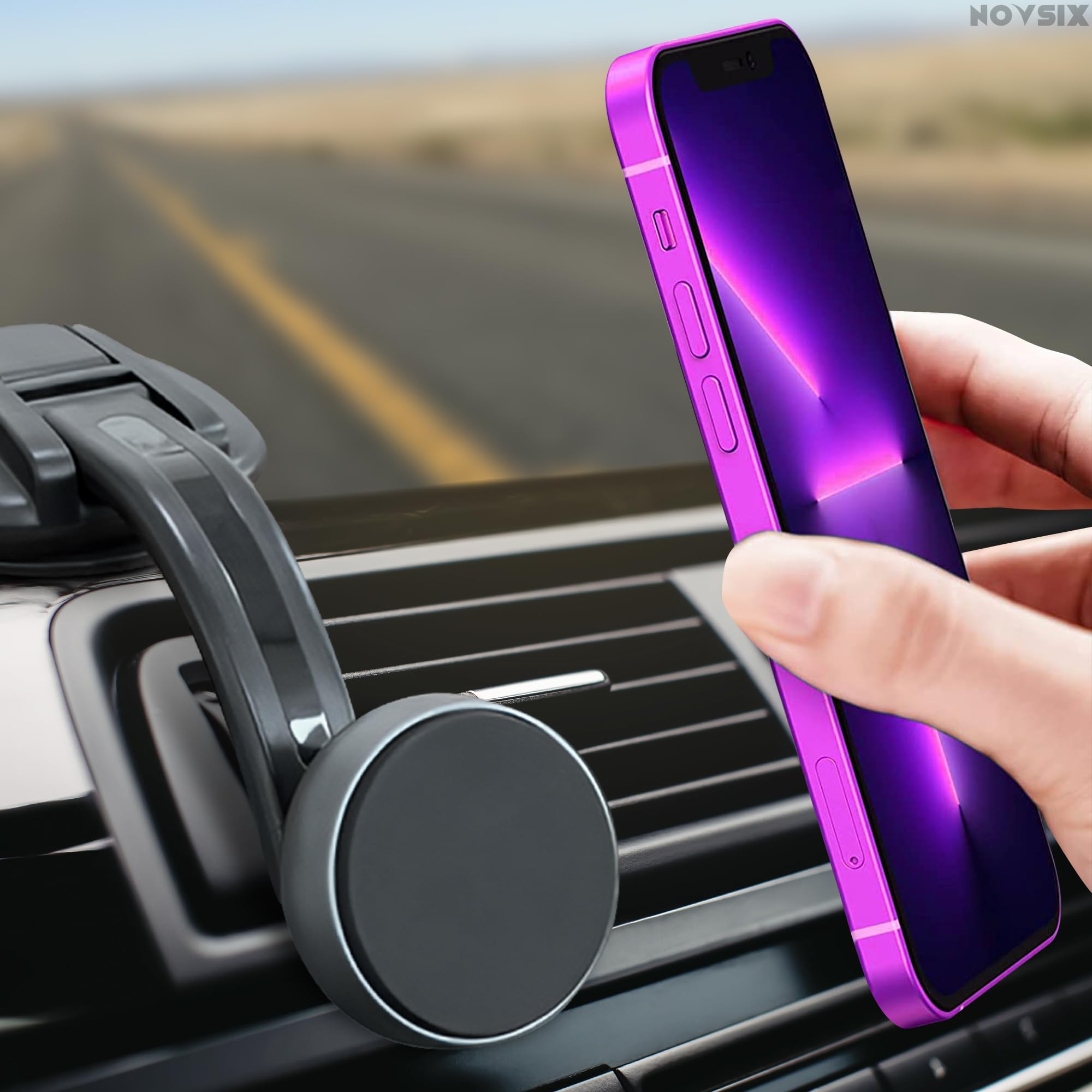 Best Magnetic Phone Holder for Car - Universal Dashboard & Vent Mount for iPhone 13/15 Pro Max - Strong Car Phone Mount for Safe Driving | Perfect for Commuting, Road Trips & GPS Navigation