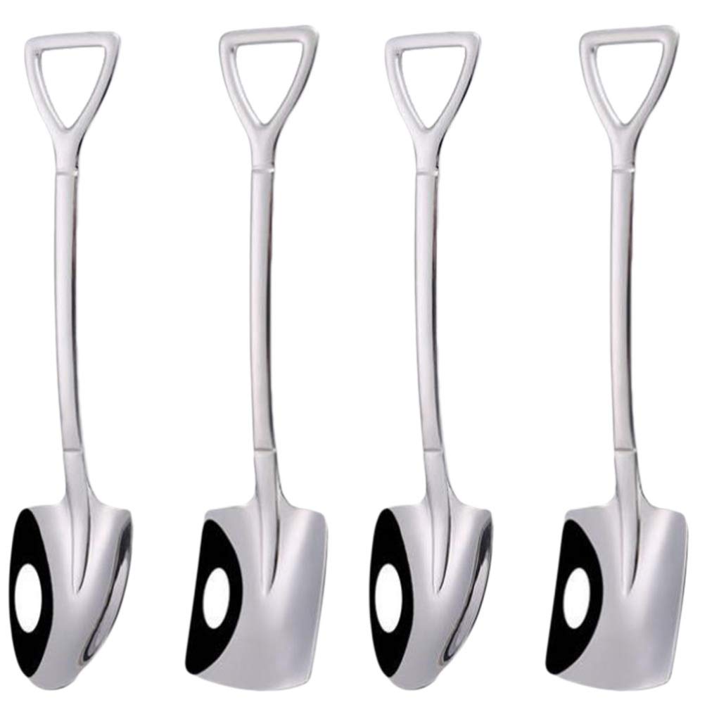 Cabilock 4-Piece Stainless Steel Dessert Spoons Set - Shovel Shape Fruit, Ice Cream & Tablespoon Utensils for Home, Kitchen & Restaurant - Perfect for Parties, Dessert Bars & Fine Dining (18/10 Stainless Steel)