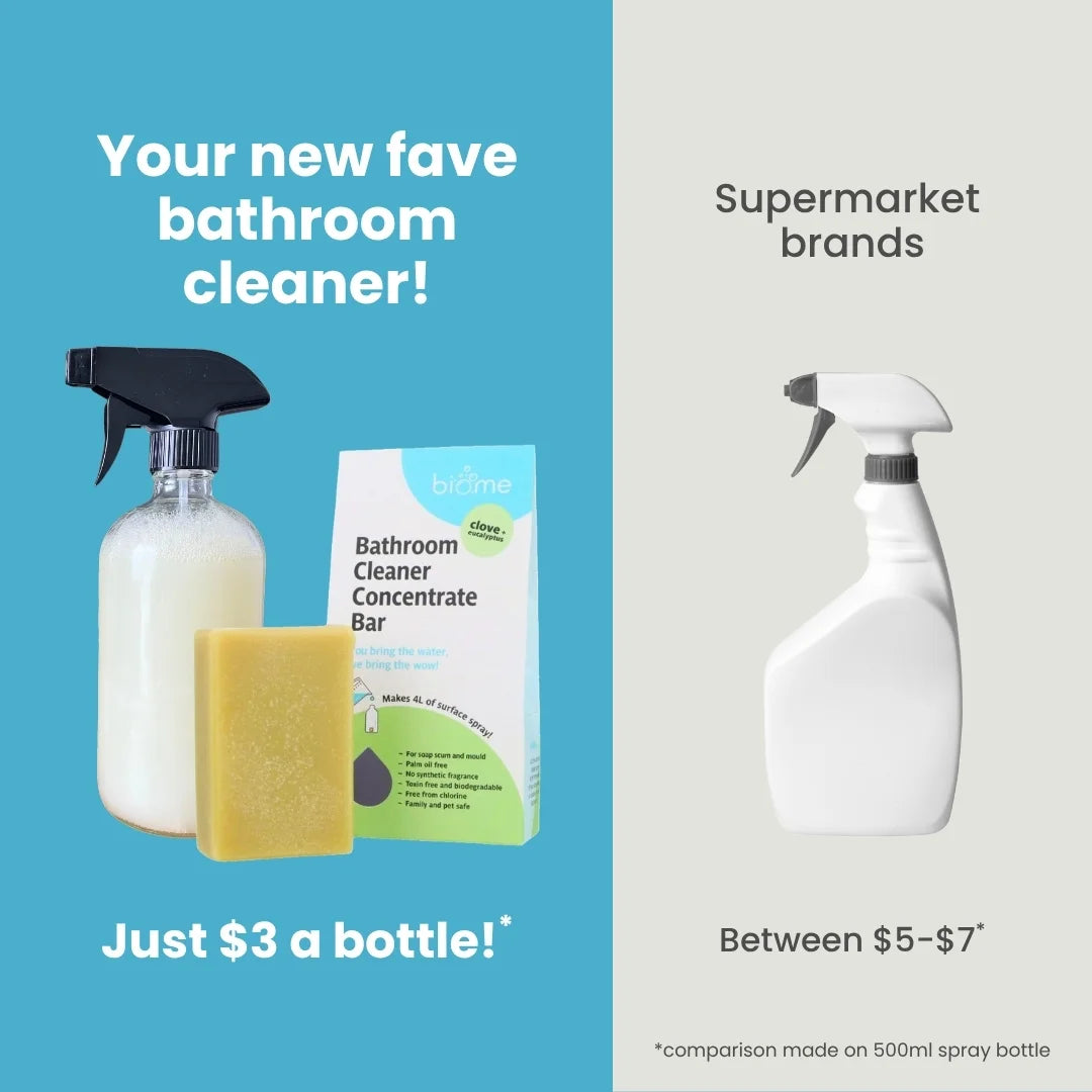 Eco-Friendly Biome Bathroom Cleaner Kit with Free Glass Spray Bottle – Natural, Non-Toxic Solution for Shower, Sink & Tile Cleaning