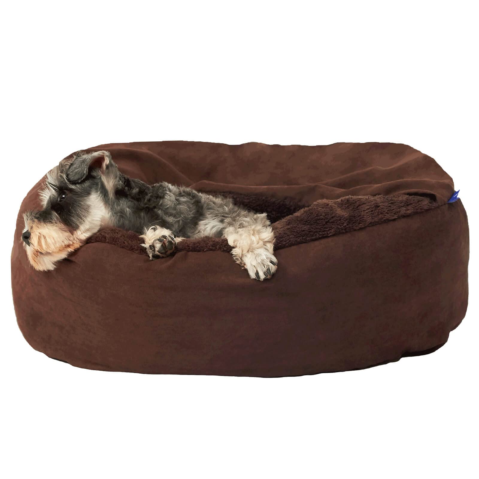 MICOOYO Covered Dog Bed Small - Washable Donut Cuddler Pet Bed for Medium Dogs & Indoor Cats, 27 Inch Round Hooded Bed with Blanket - Perfect for Cozy Napping, Crate Training & Anxiety Relief
