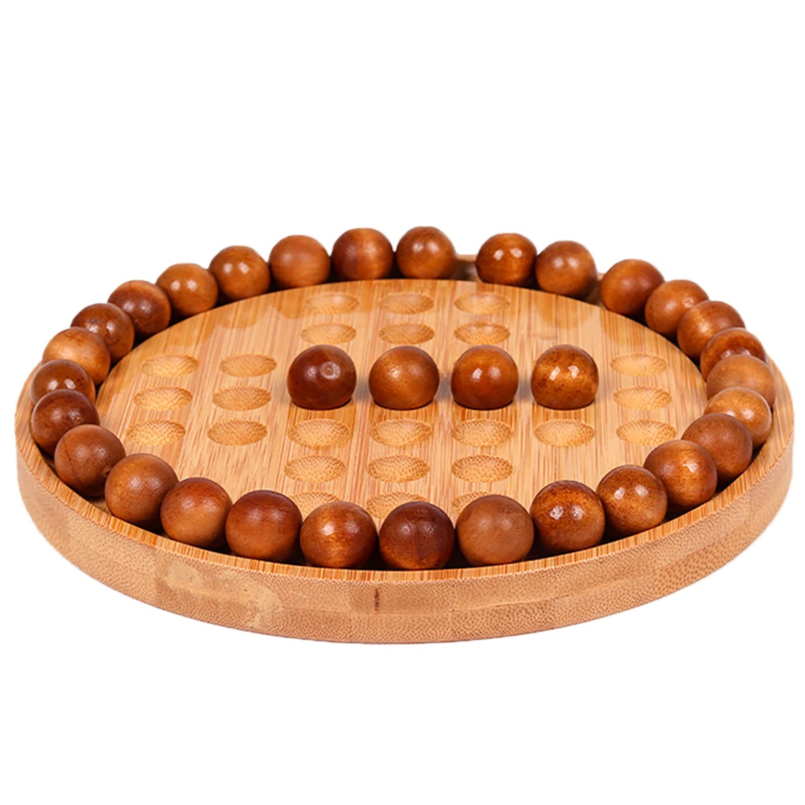 Wooden Marble Solitaire Game - Brain Teaser Puzzle for Kids & Adults