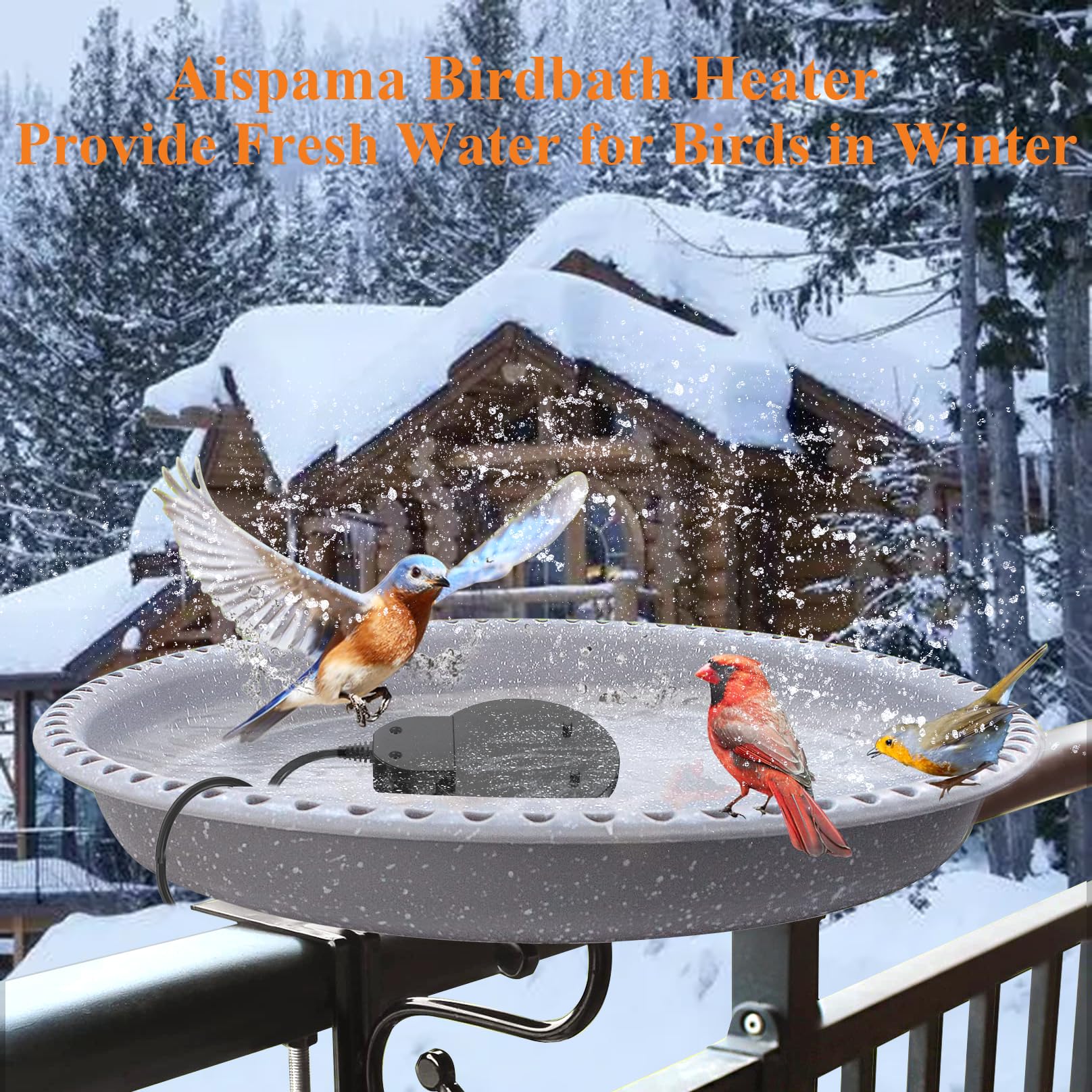Upgraded Cast Aluminum Bird Bath Heater & Chicken Water Warmer - 150W Submersible Pond Deicer with 9.8FT Waterproof Cord, Teflon Coating & Thermostat Control - Perfect for Winter Bird Baths, Poultry Water Troughs & Small Garden Ponds