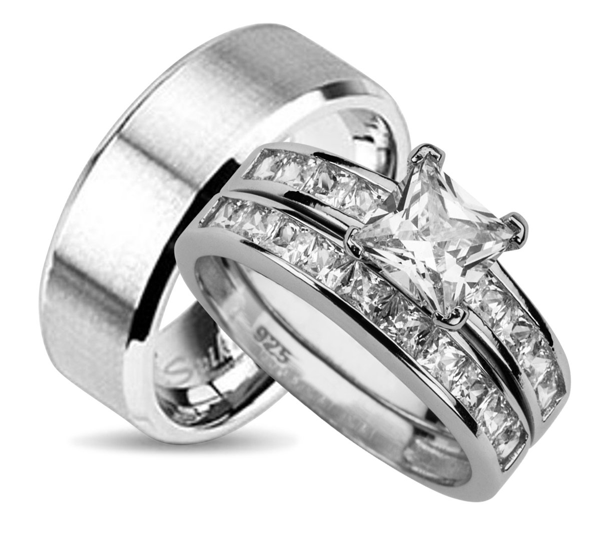 His and Her Wedding Ring Set - Matching Bands for Couples (Choose Sizes) - Perfect for Anniversaries, Engagements & Romantic Gifts