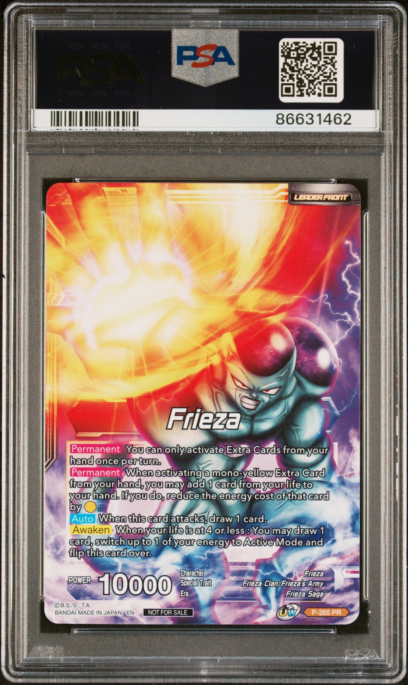 2021 Dragon Ball Super Unison Warrior MCH Frieza RSC MNRCH #P265 PSA 10 Graded Card - Perfect for Collectors, Display, and Gaming Battles