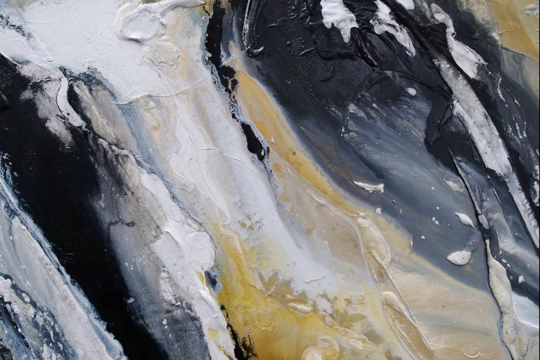 Golden Pearl 200cm x 120cm Black Gold White Textured Abstract Canvas Painting - Modern Wall Art for Living Room, Bedroom & Office Decor
