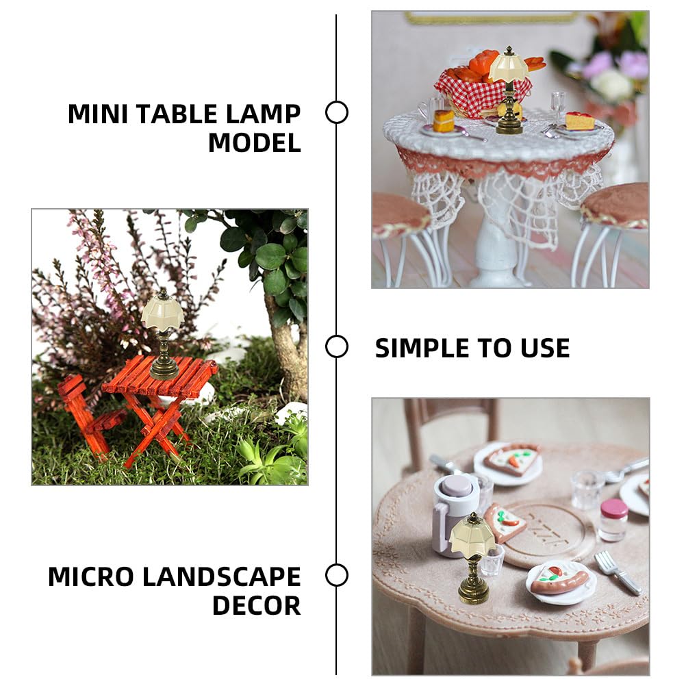 Miniature Dollhouse LED Table Lamp - Tiny Desk & Bedside Lighting for Dollhouse Bedroom Decor - Perfect for DIY Miniature House, Fairy Garden & Model Display Scenes