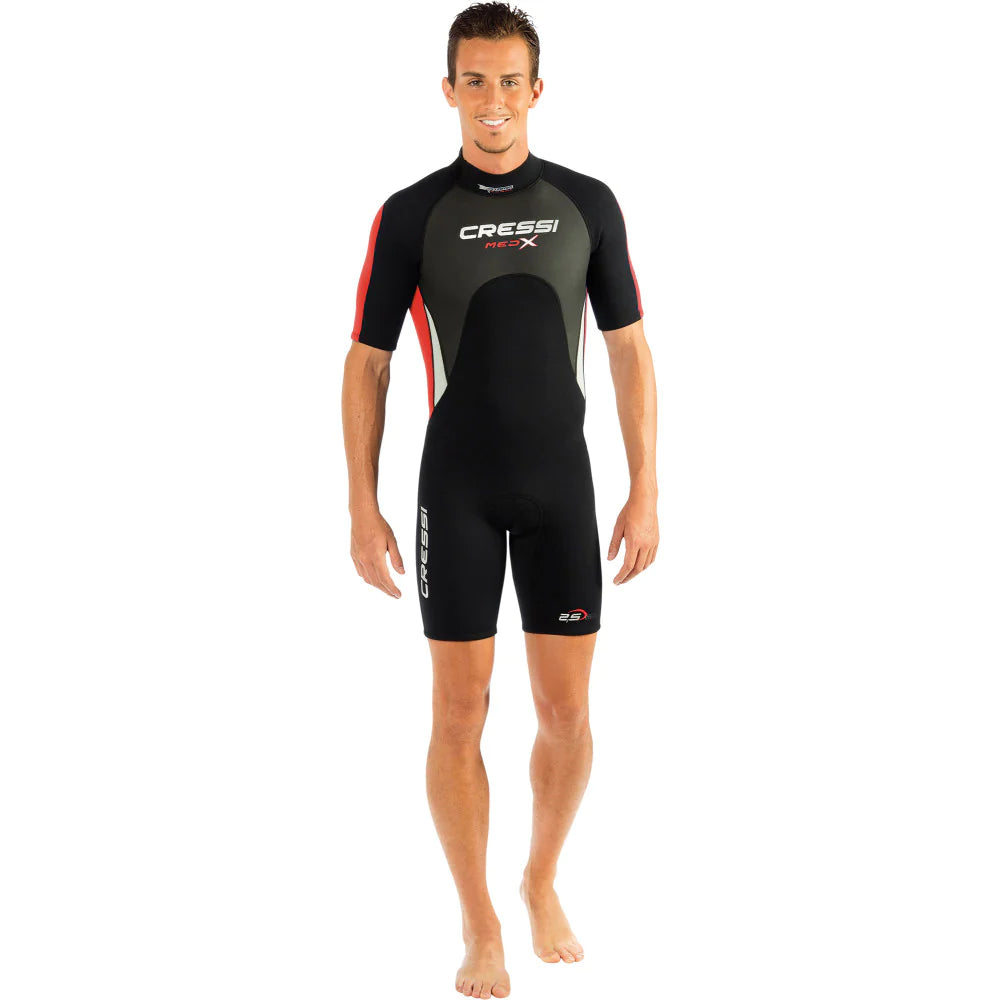 Cressi Med X 2.5mm Neoprene Wetsuit for Men - Black/Red - Scuba Diving, Snorkeling & Water Sports Gear