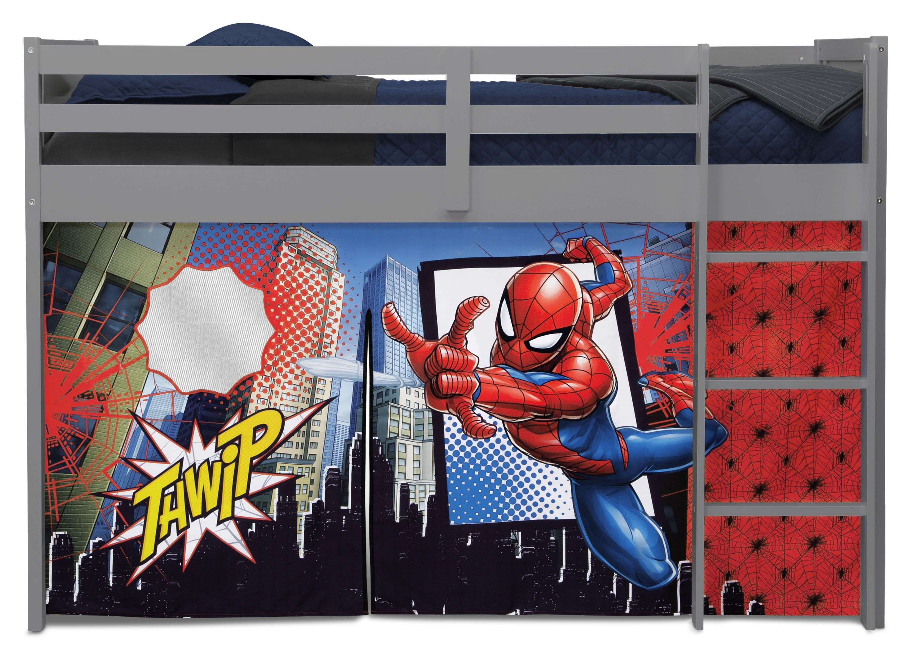 Spider Man Loft Bed Tent Curtain Set for Twin Size Beds - Kids Superhero Themed Bed Canopy for Playroom & Bedroom Decor
