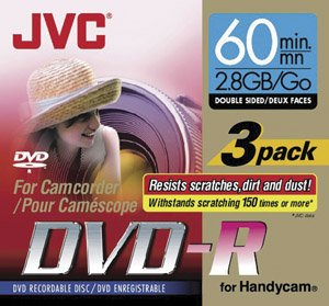 JVC VDR28DU3 Mini Double Sided DVD-R 3 Pack - Record & Store Videos, Photos, Music - Perfect for Home Movies, Data Backup & Archiving