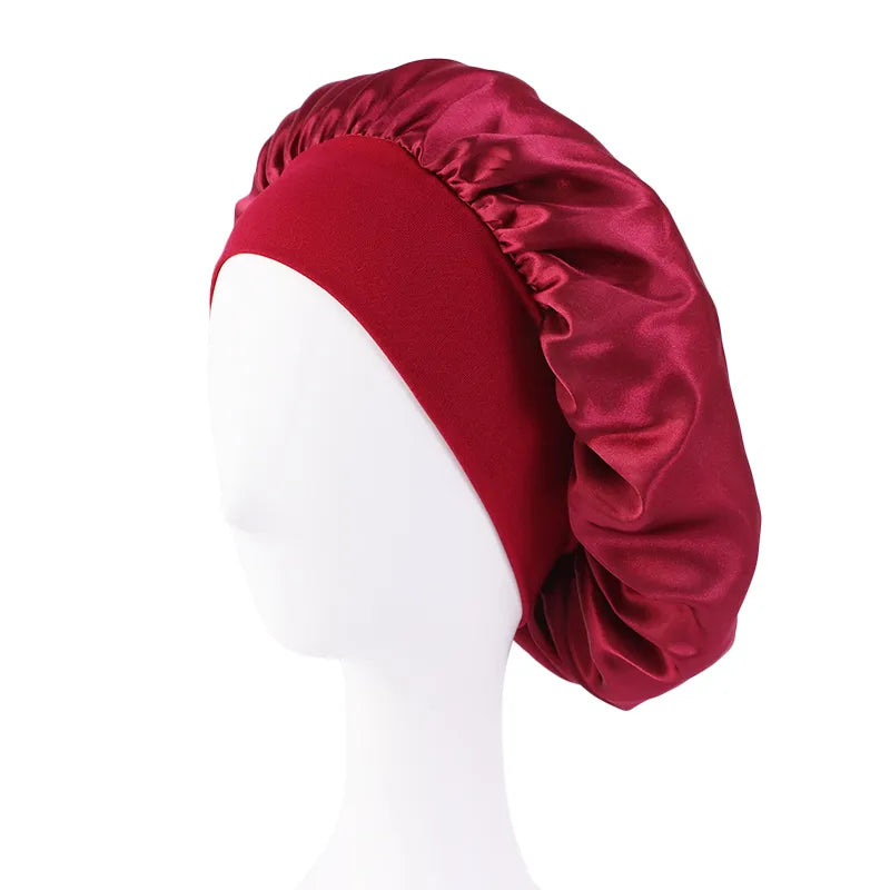 Silk Satin Sleep Cap for Women - Soft & Comfortable Night Hair Protection - Perfect for Curly Hair, Natural Hair & Bedtime Hair Care (Black) | Great for Travel, Spa & Beauty Routine