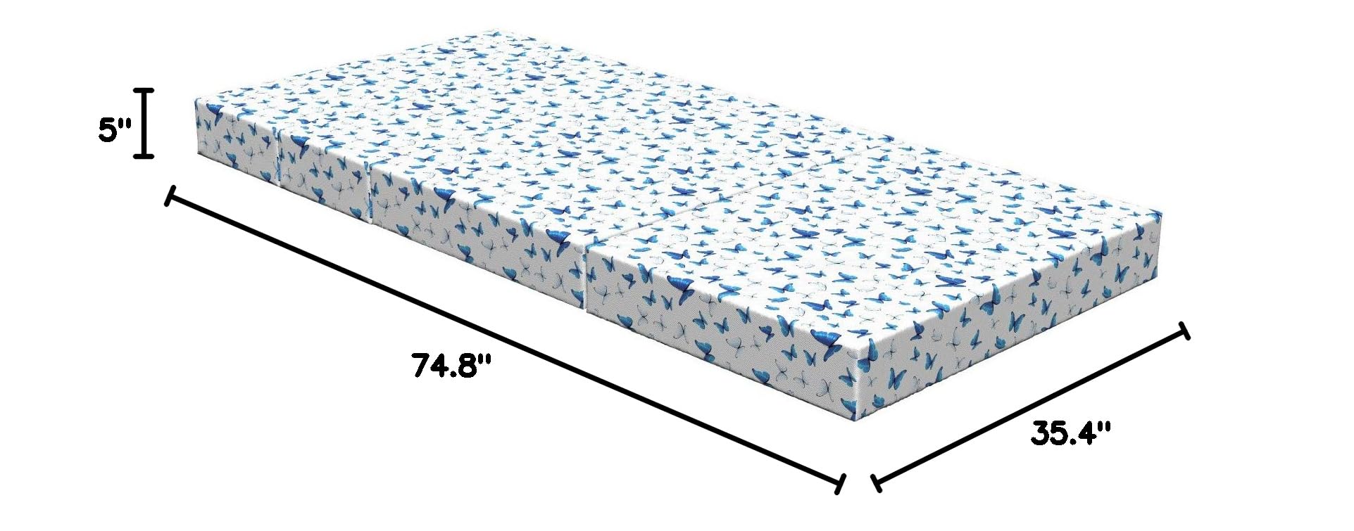 Ambesonne Butterfly Foldable Mattress - Rainforest Wilderness Design, 74.8