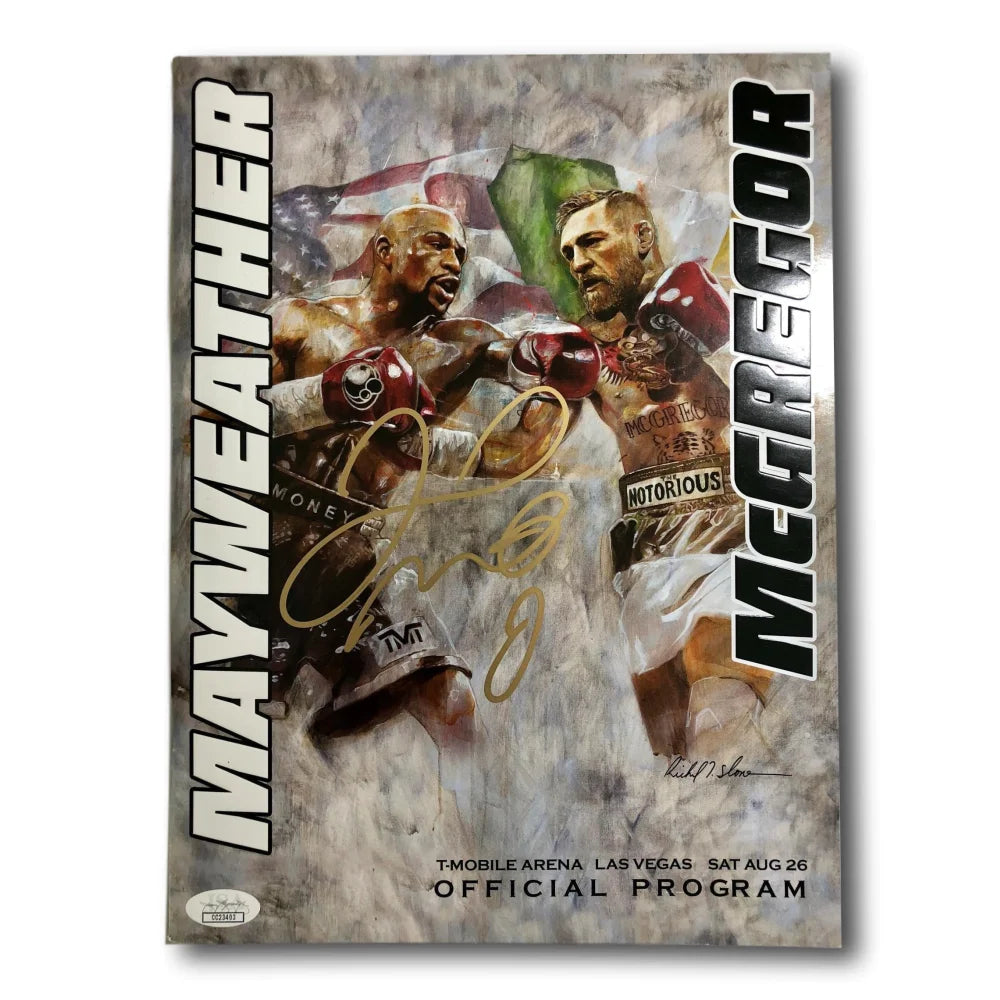 Floyd Mayweather Jr vs Conor McGregor Signed Official Fight Program with JSA COA - Authentic Boxing & MMA Collectible for Fans & Memorabilia Enthusiasts